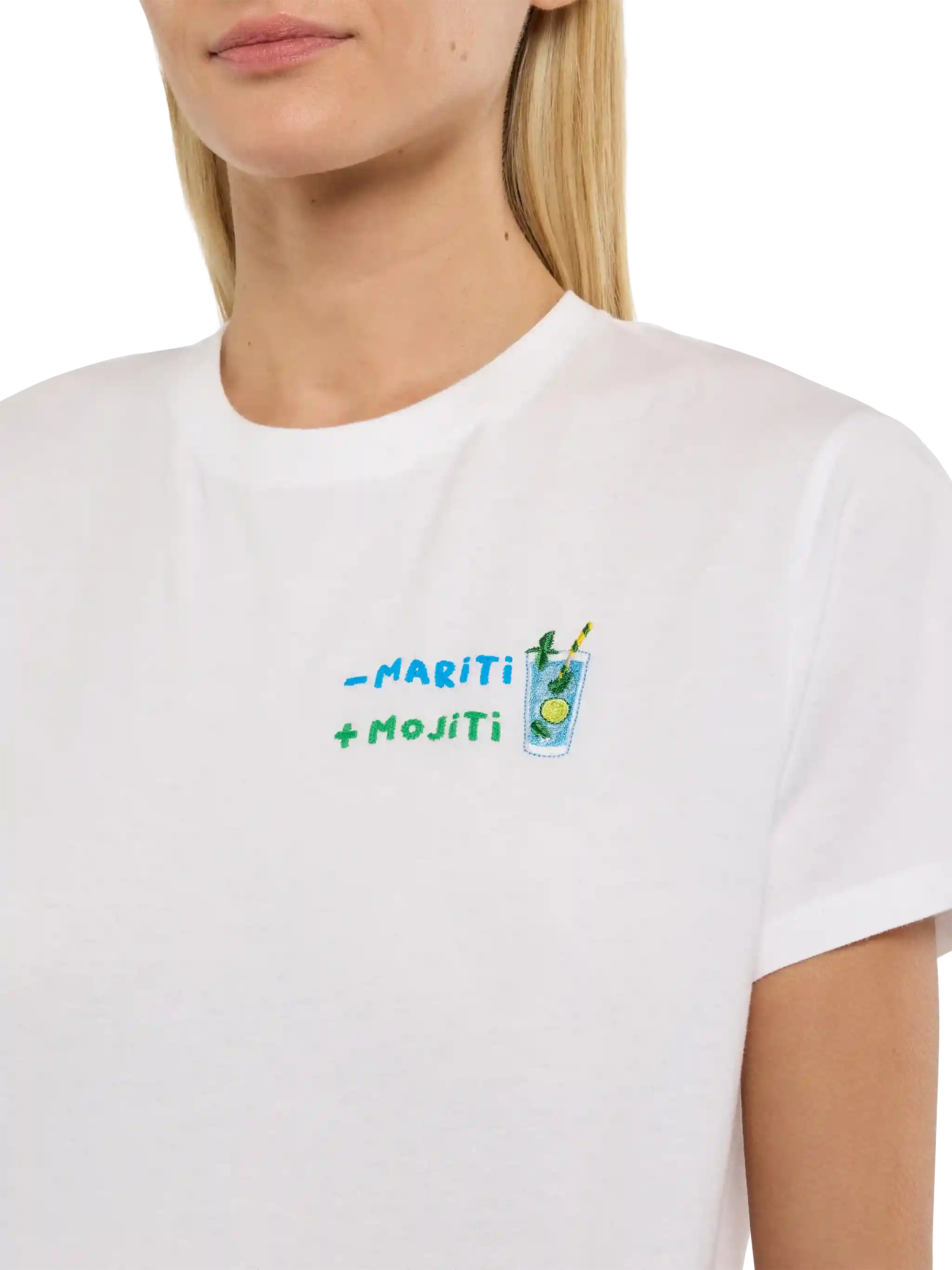 Emilie cotton t-shirt with - mariti + mojiti embroidery