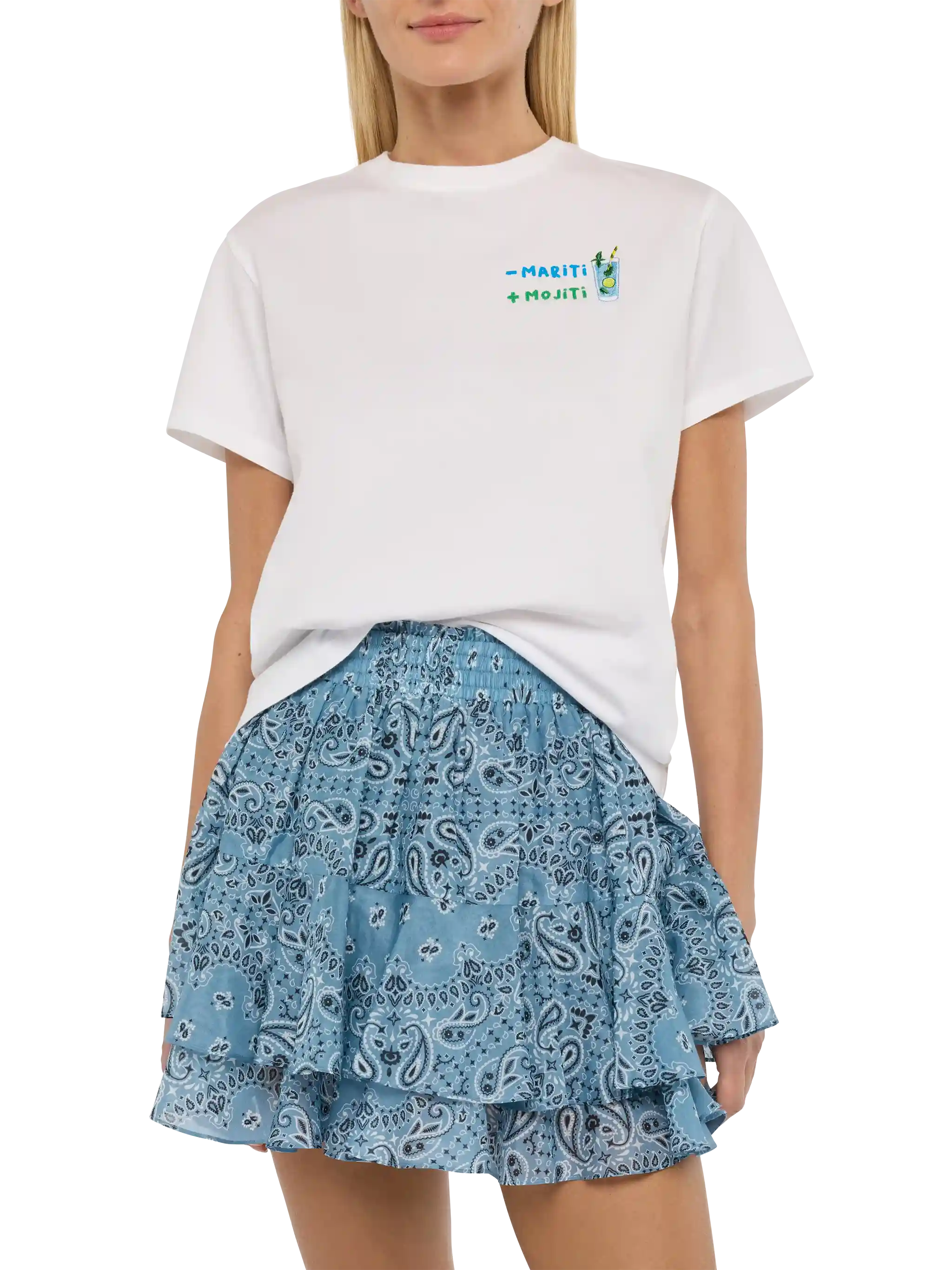 Emilie cotton t-shirt with - mariti + mojiti embroidery - Image 2