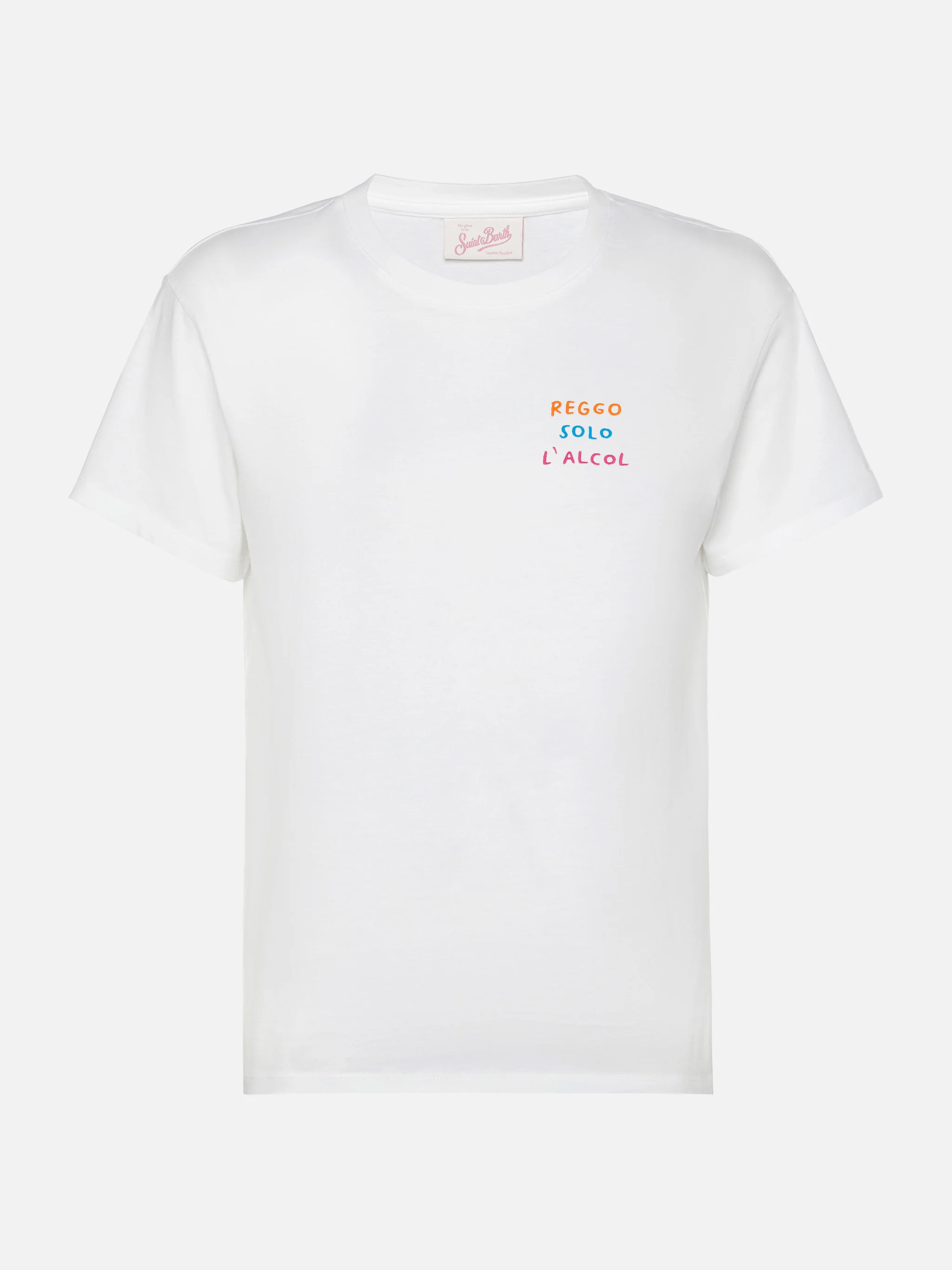 Emilie cotton t-shirt with Reggo solo alcool embroidery - Image 4