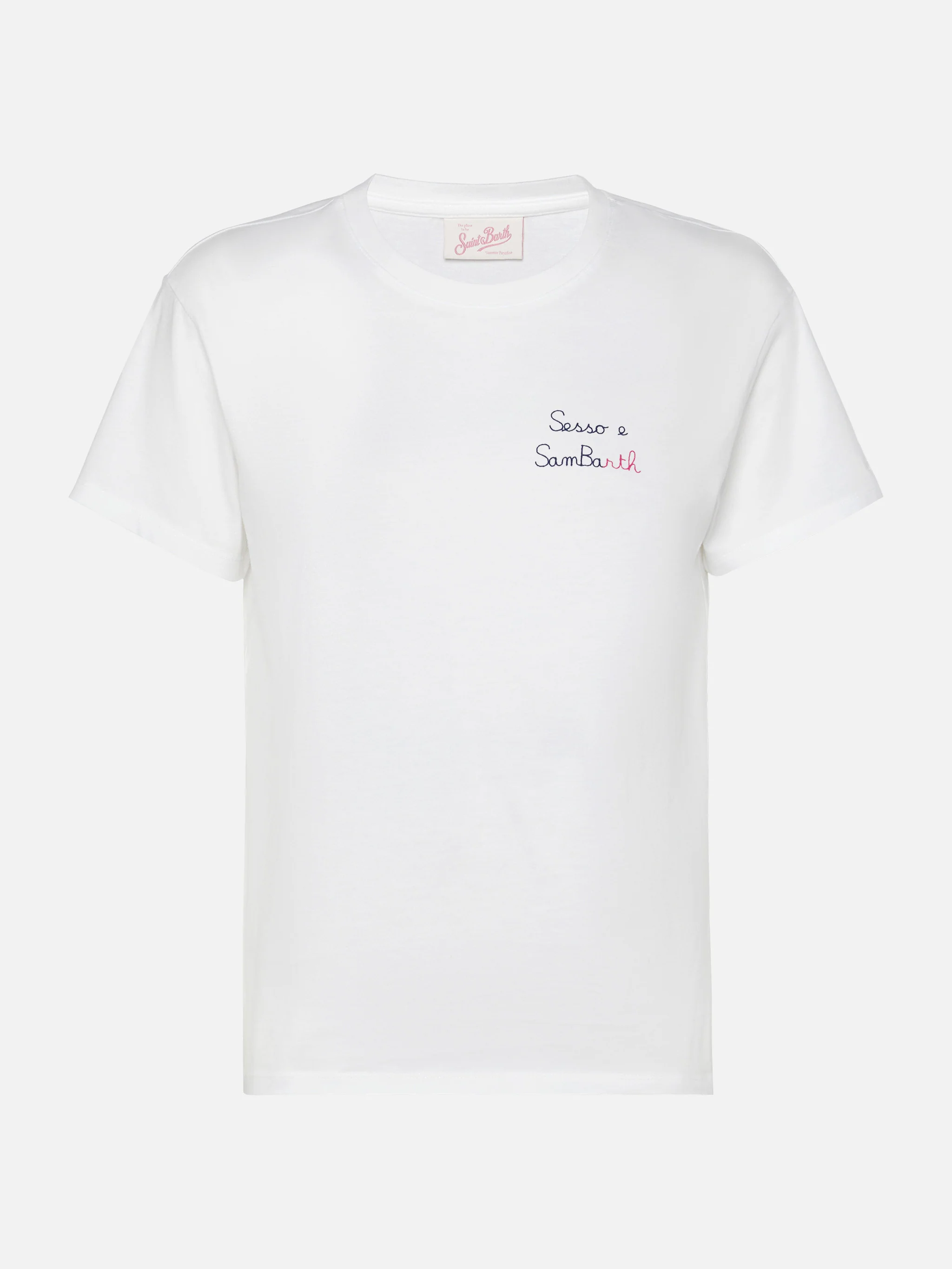 Emilie cotton t-shirt with Sesso e Sambarth embroidery - Image 4