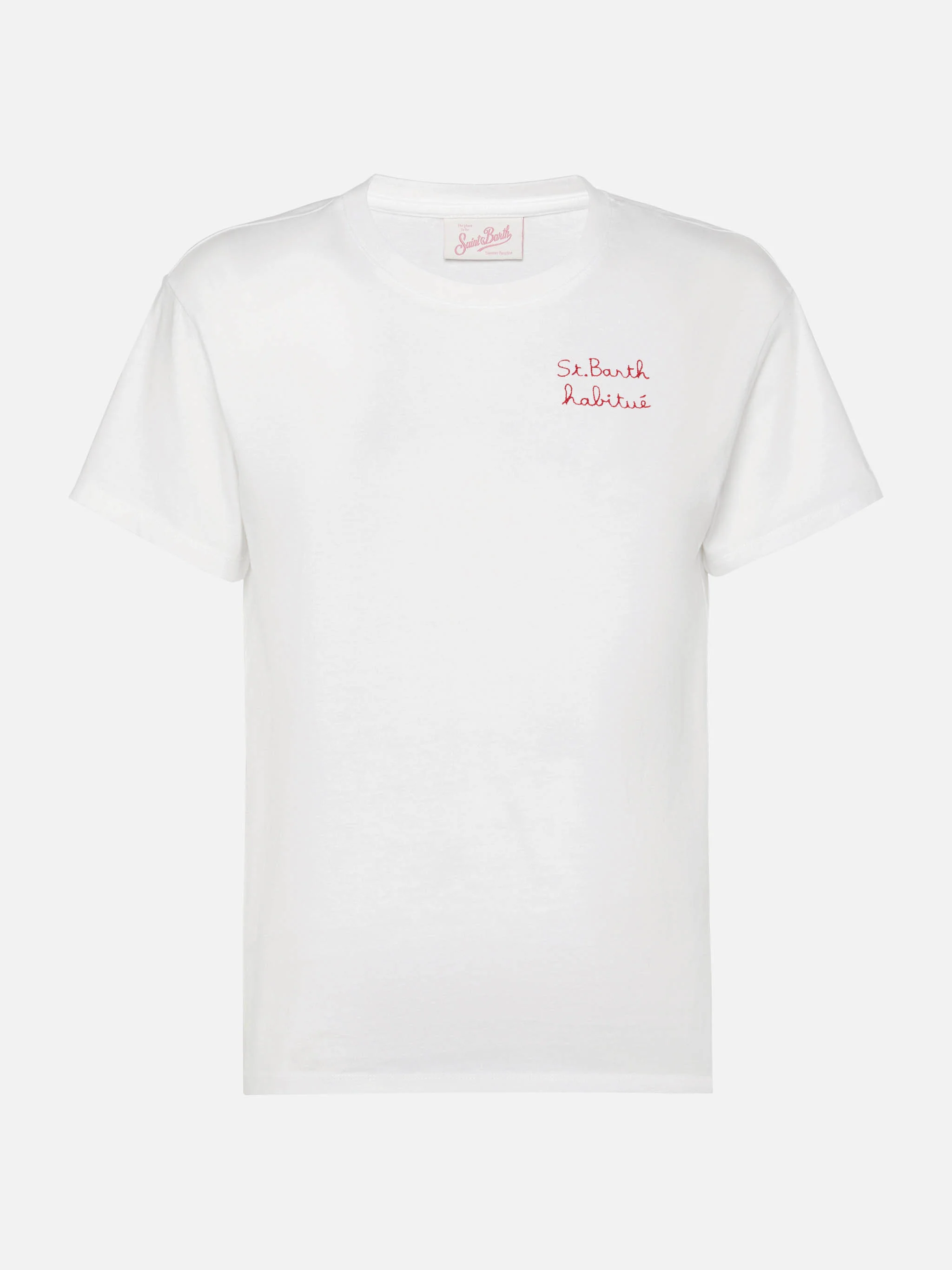 Emilie cotton t-shirt with St. Barth habituè embroidery - Image 4