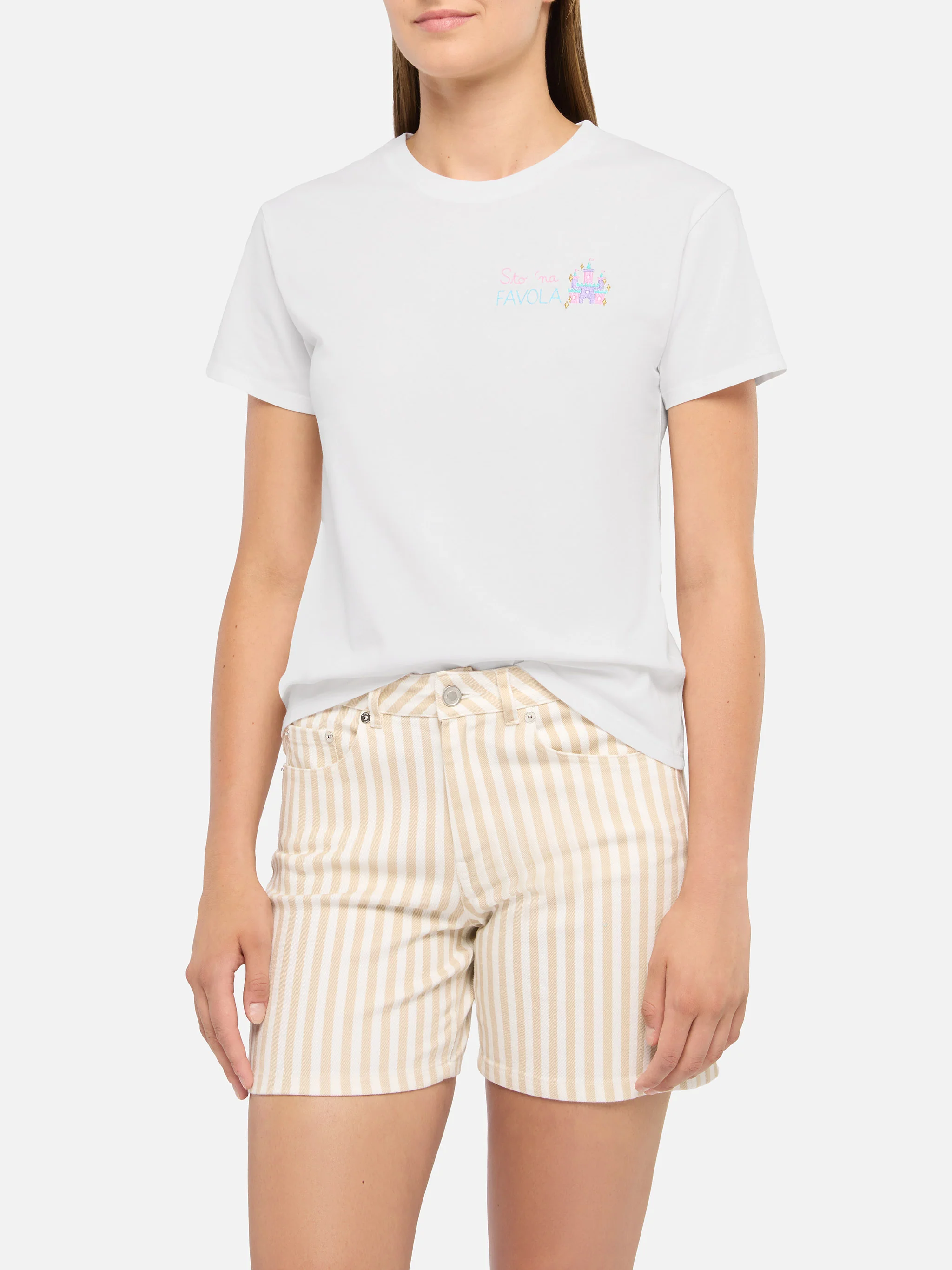 Emilie cotton t-shirt with Sto 'na favola embroidery - Image 2