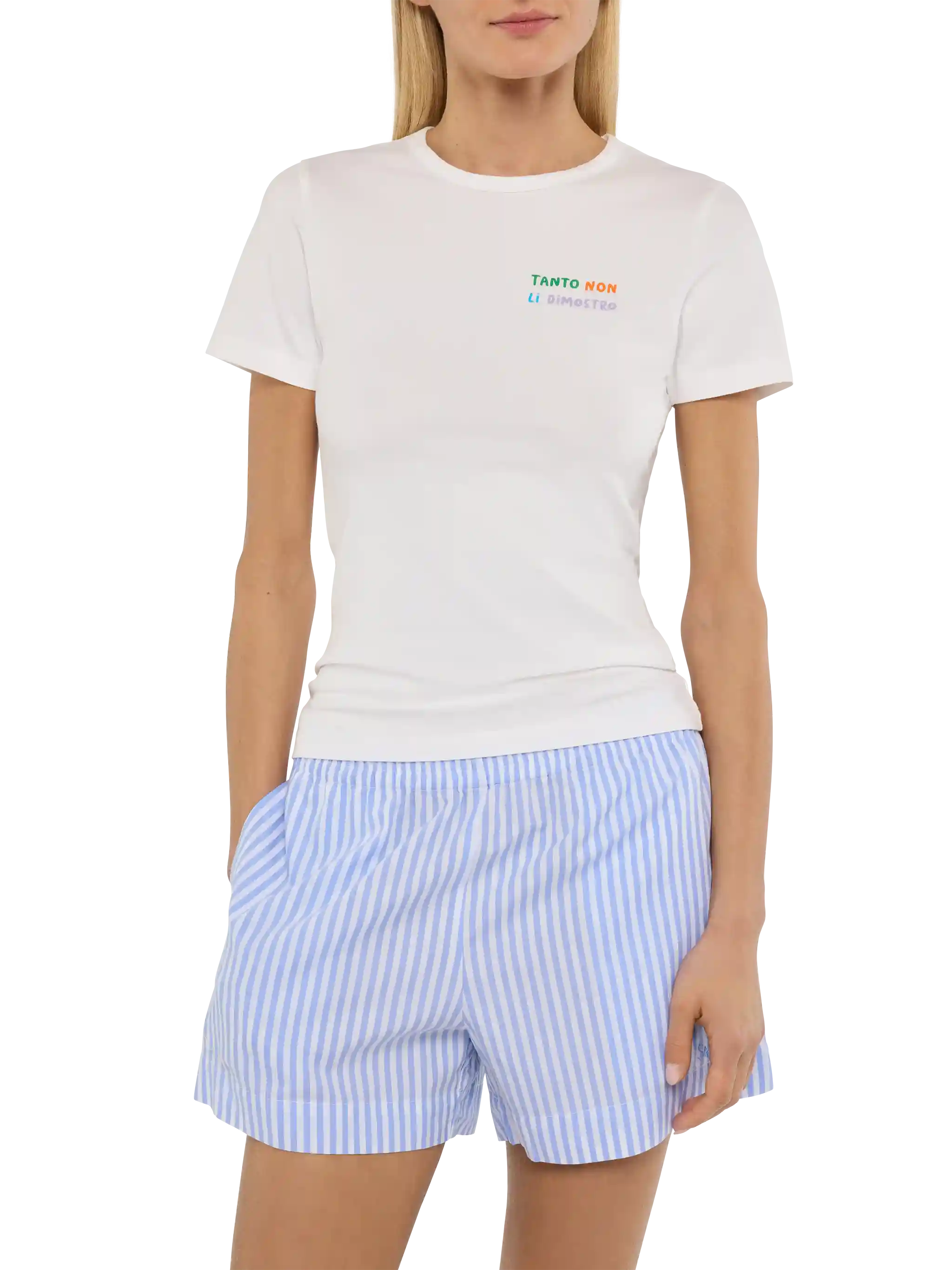 Emilie cotton t-shirt with Tanto non li dimostro embroidery - Image 2