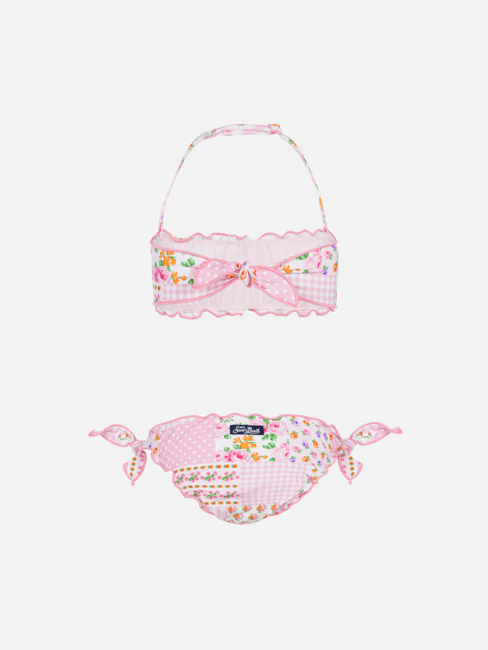 Emy classic bandeau bikini with flower patch print - Image 2