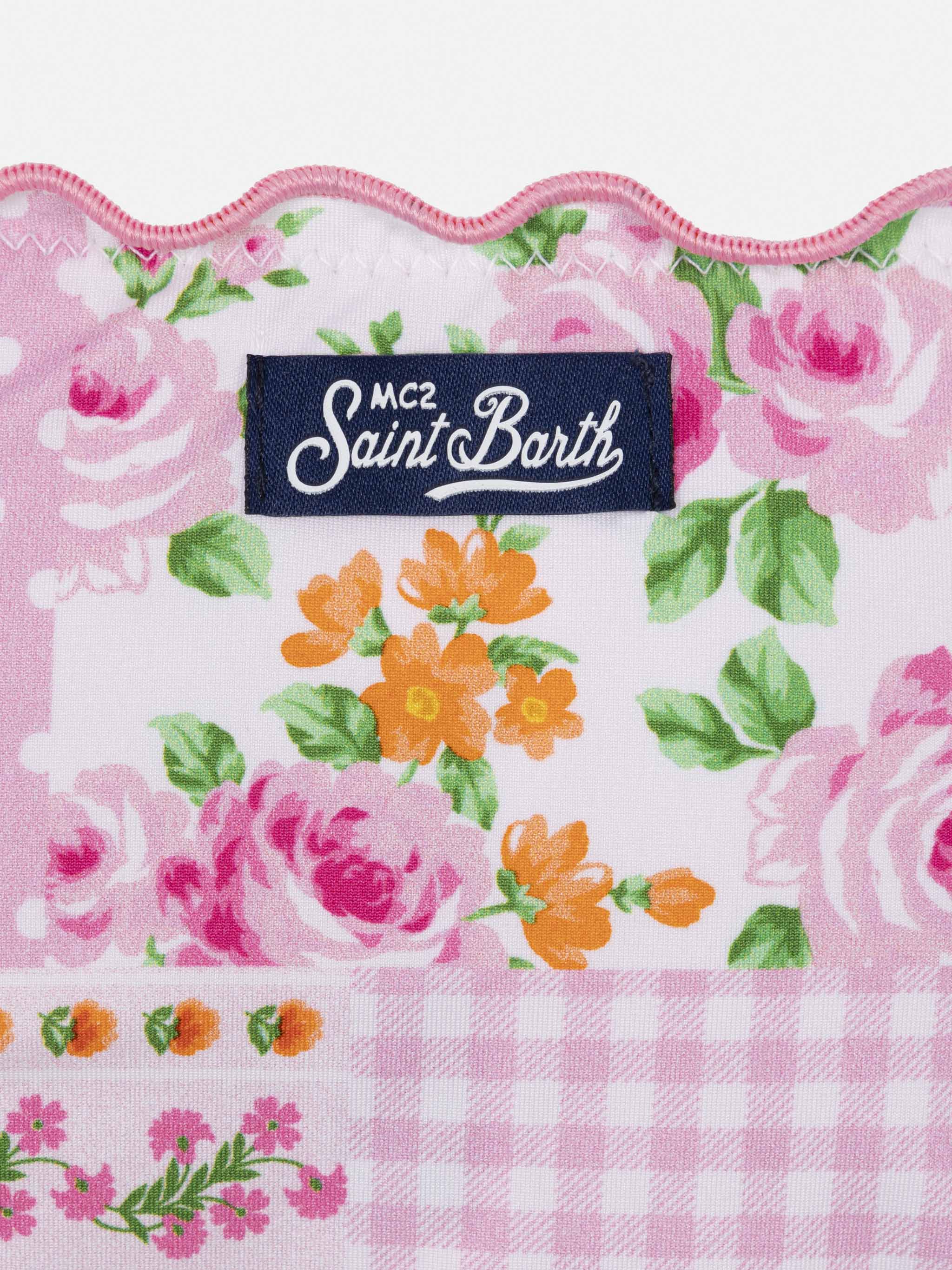 Emy classic bandeau bikini with flower patch print - Image 3