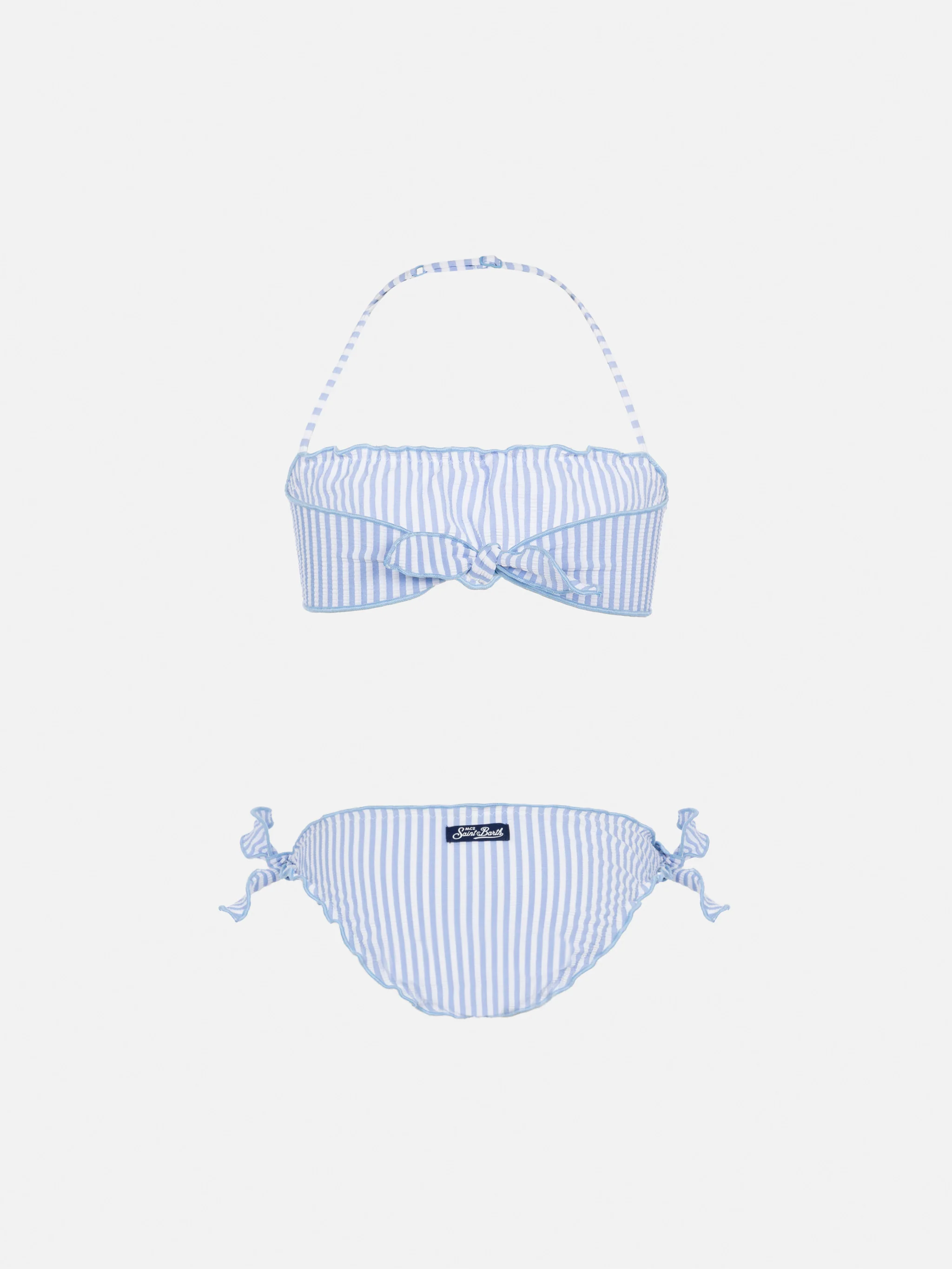 Emy classic bandeau seersucker bikini with striped print - Image 2