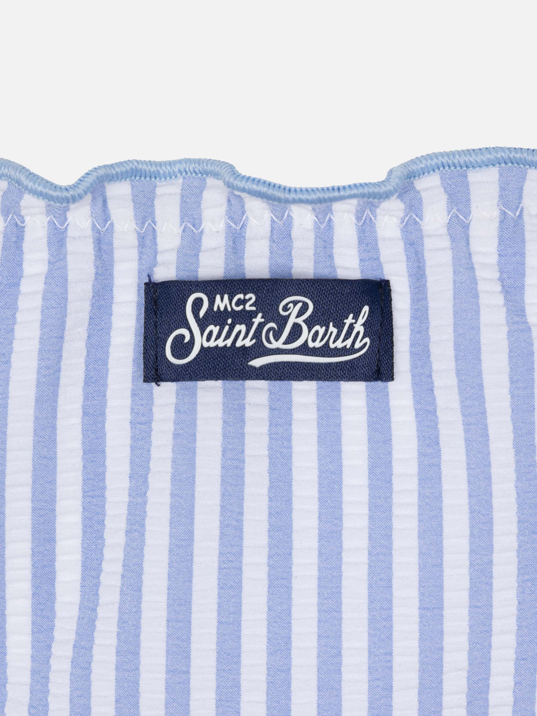Emy classic bandeau seersucker bikini with striped print - Image 3