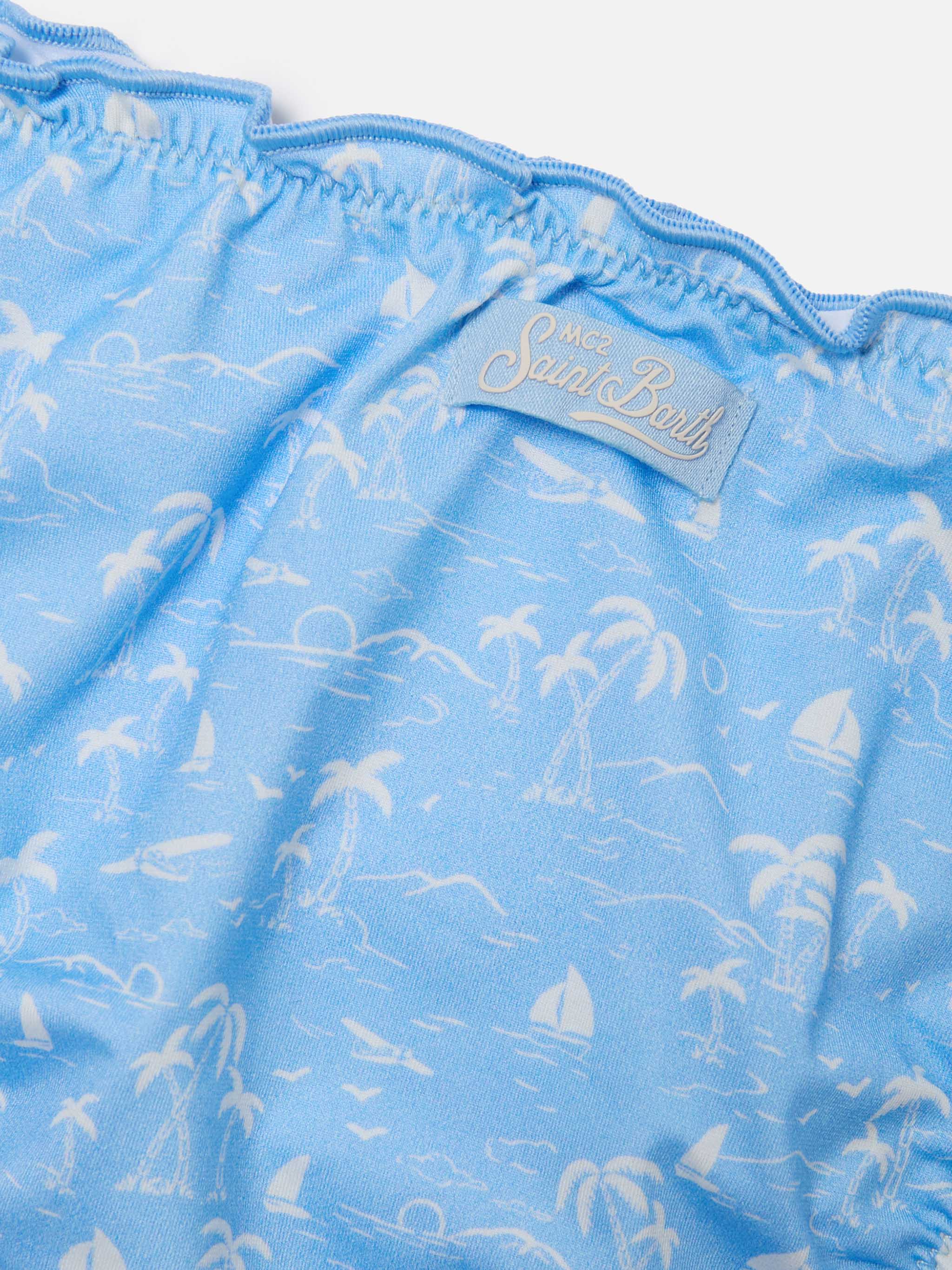 Emy light blue tropical print bikini - Image 3
