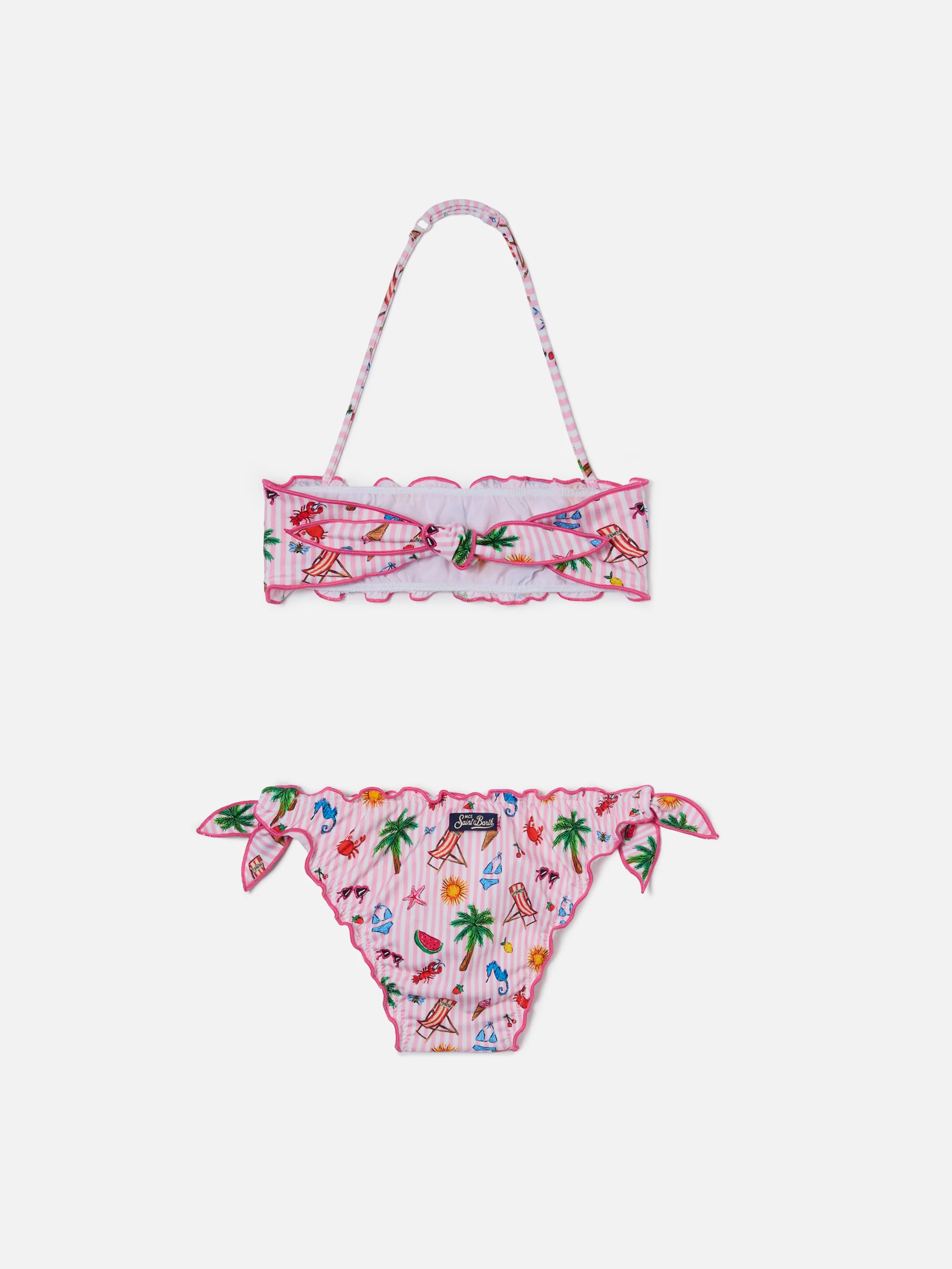 Emy white and pink striped Funny print bikini - Image 2