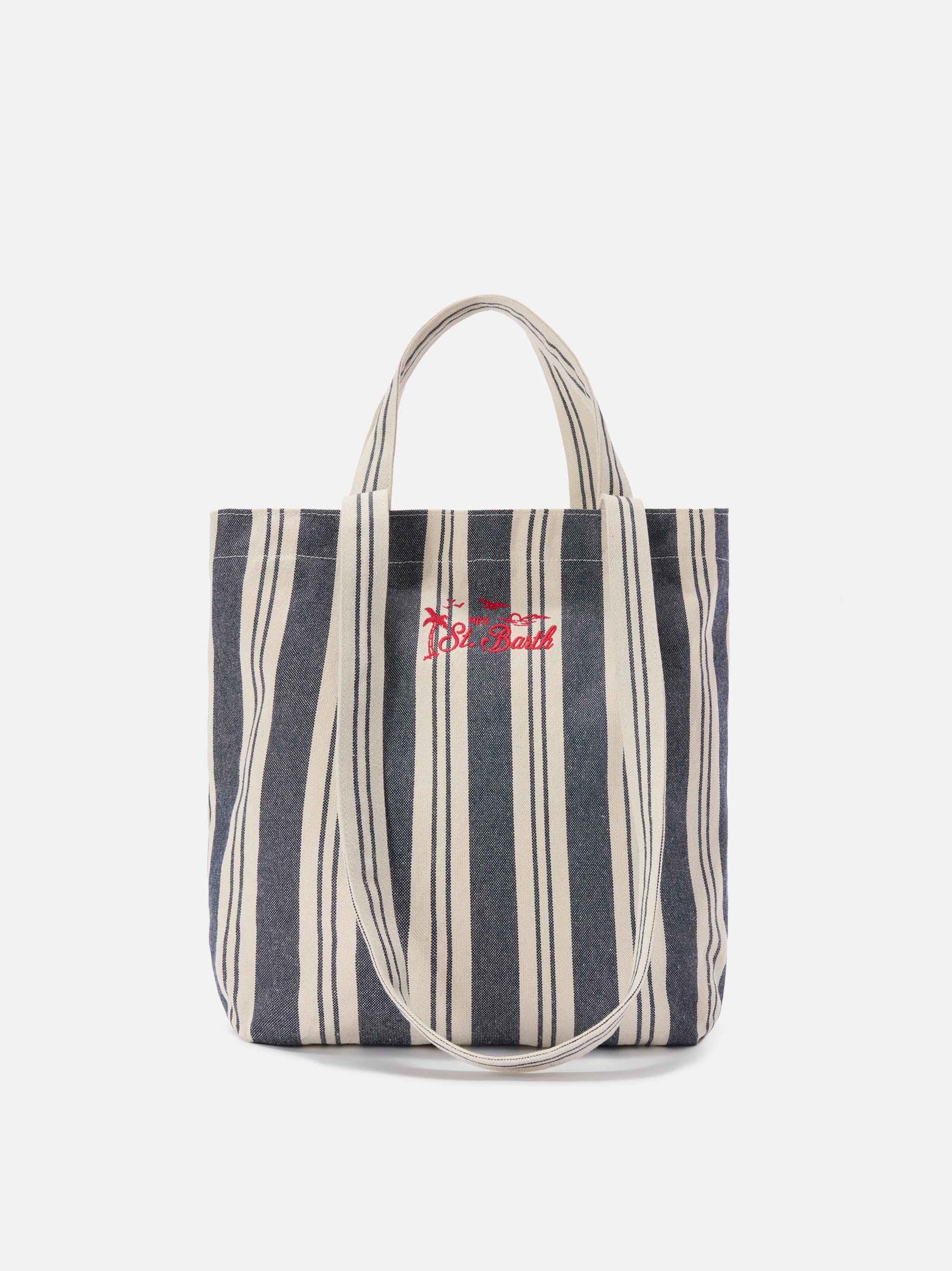 Essential Beach blue and white striped cotton tote bag