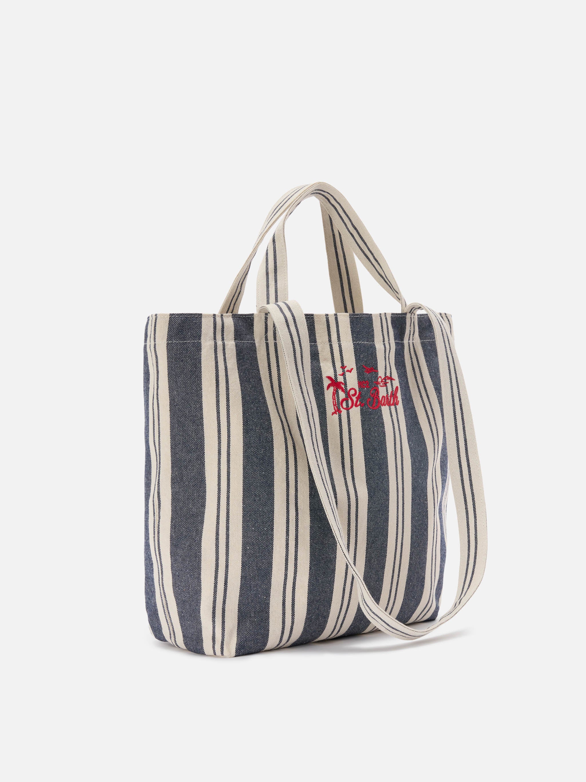 Essential Beach blue and white striped cotton tote bag - Image 2