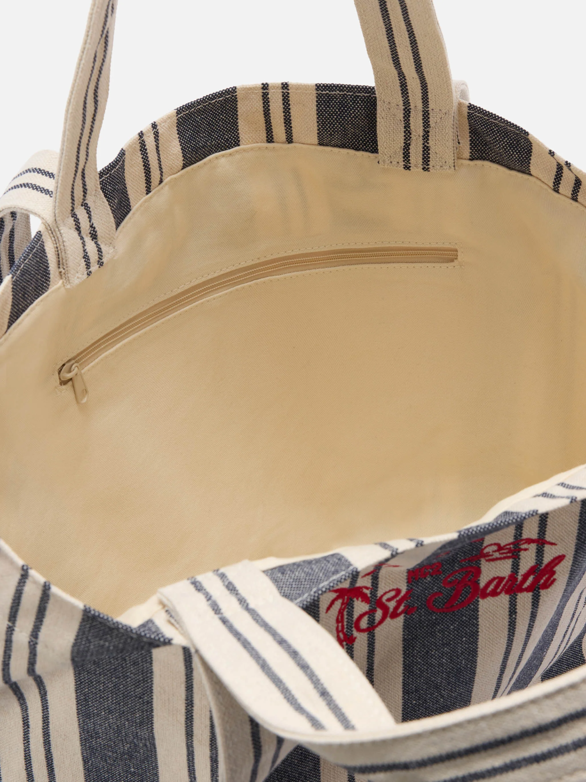 Essential Beach blue and white striped cotton tote bag - Image 4