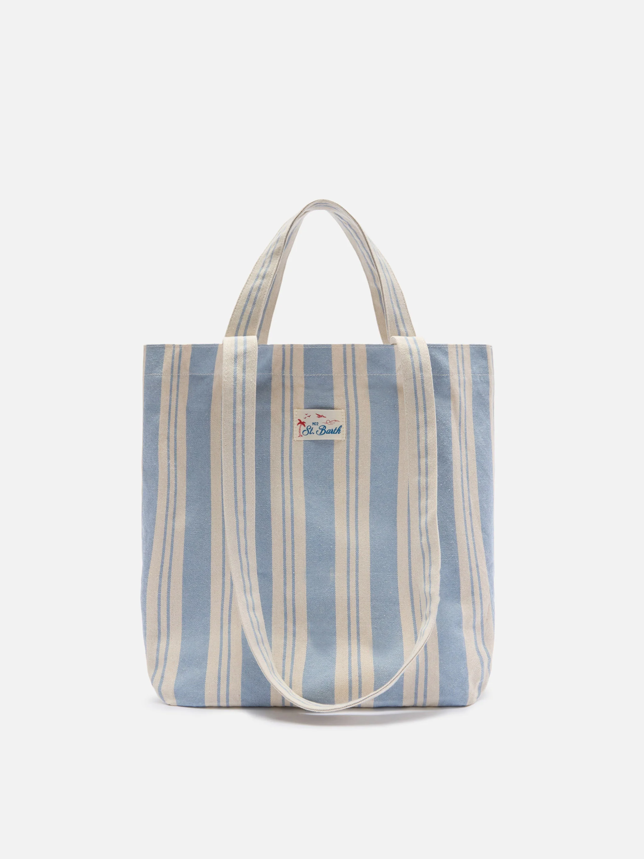 Essential Beach light blue and white striped cotton tote bag - Image 3