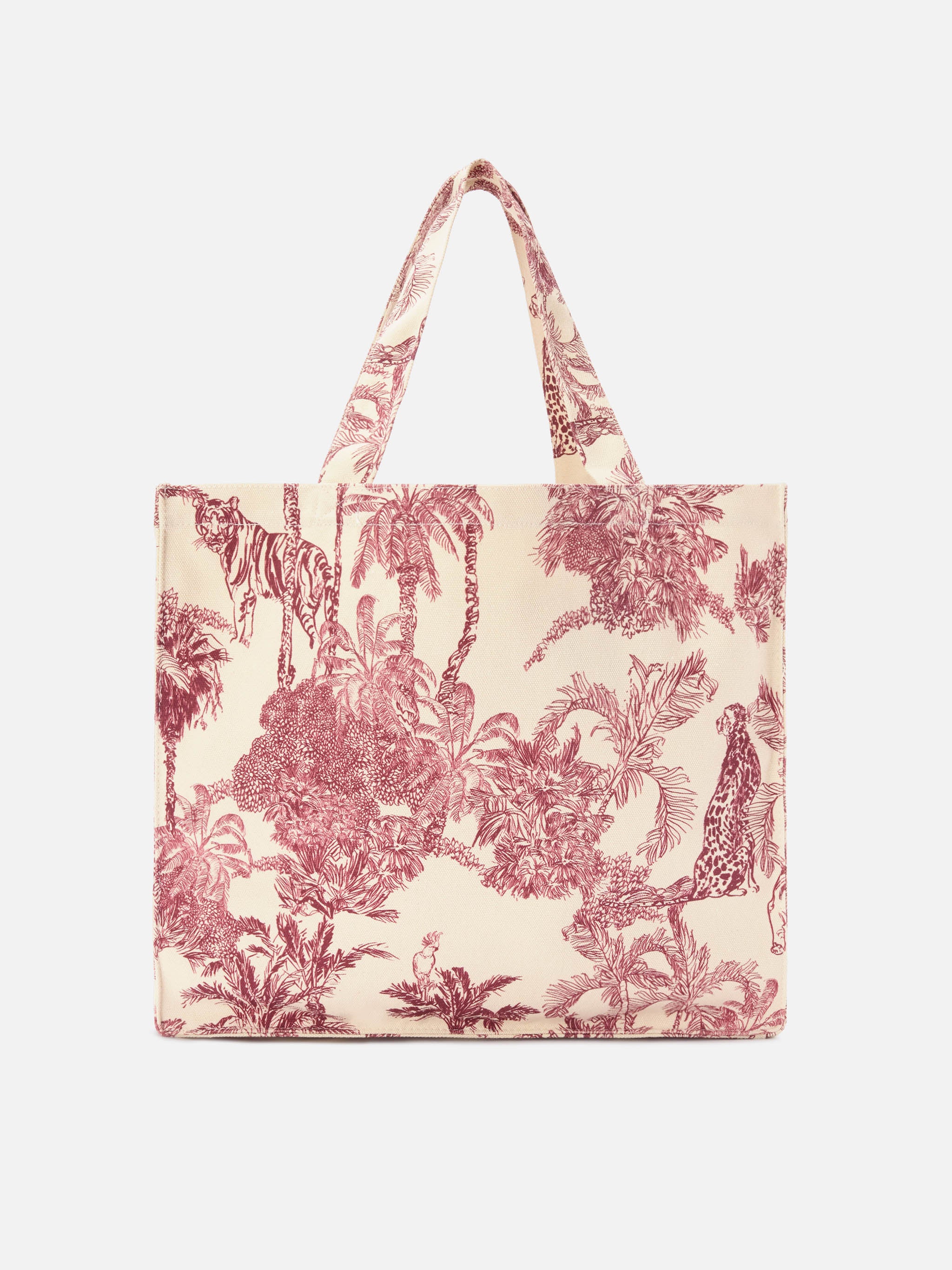 Essential canvas tote bag with bordeaux toile de jouy print - Image 4