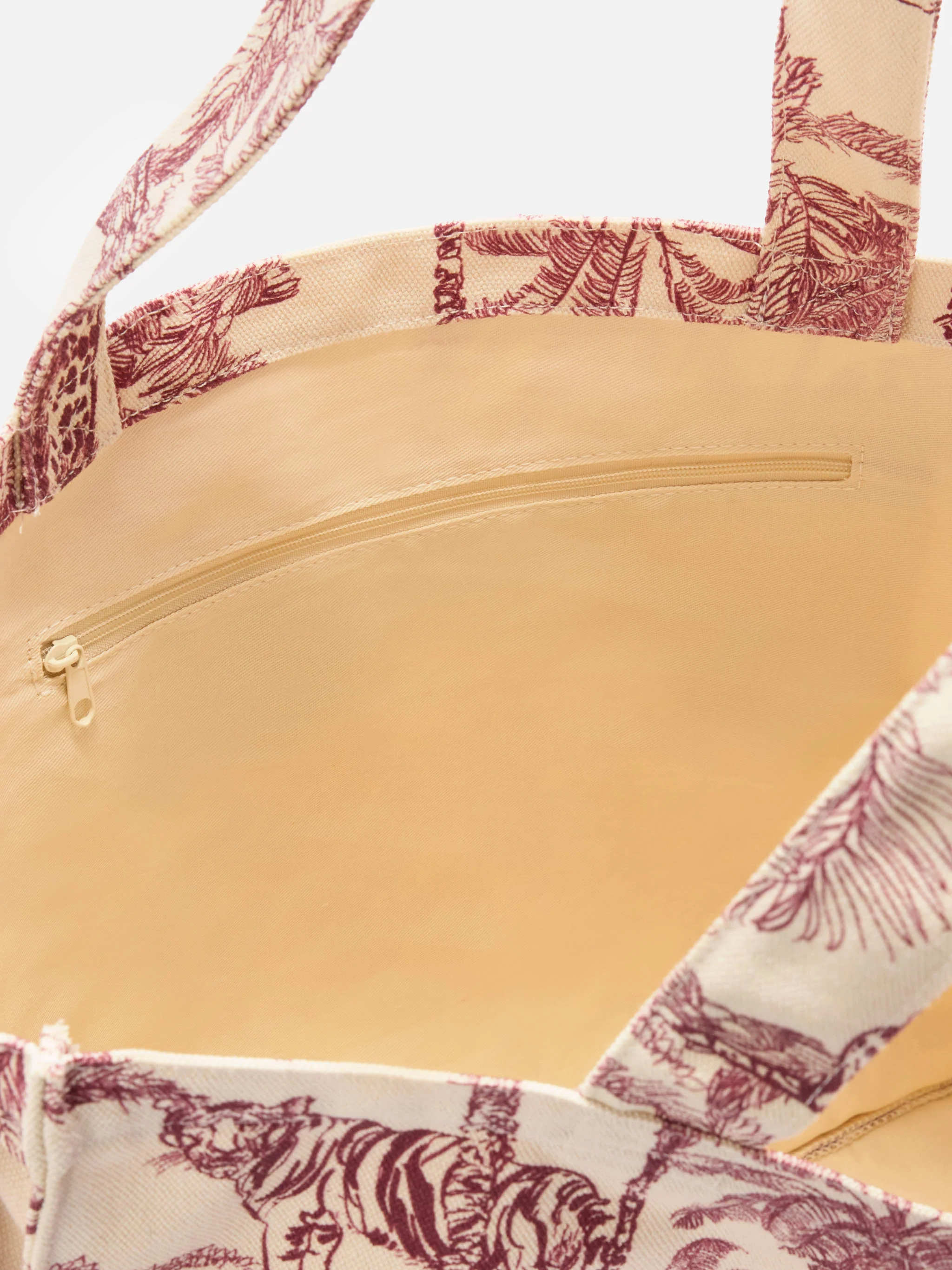 Essential canvas tote bag with bordeaux toile de jouy print - Image 5