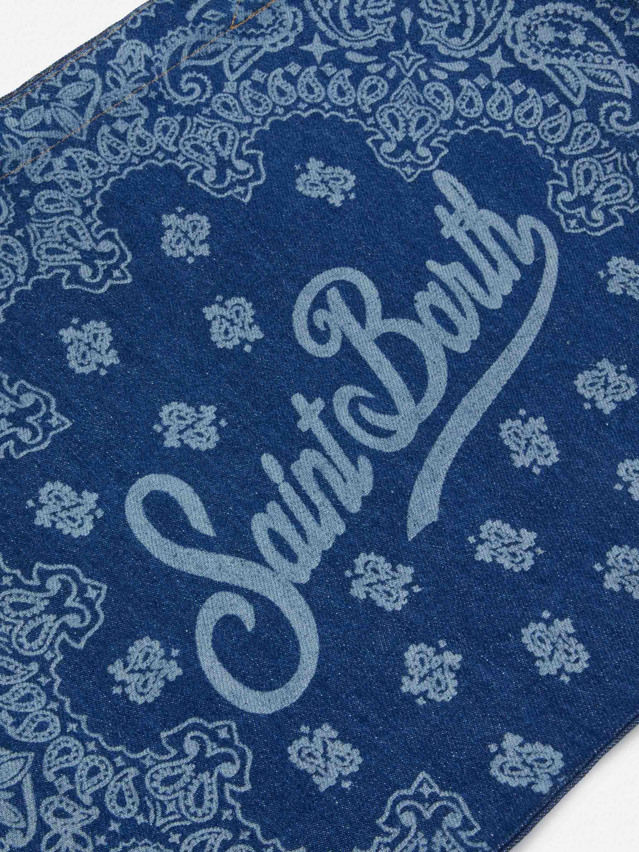 Essential denim tote bag with bandana print and contrasting logo - Image 3
