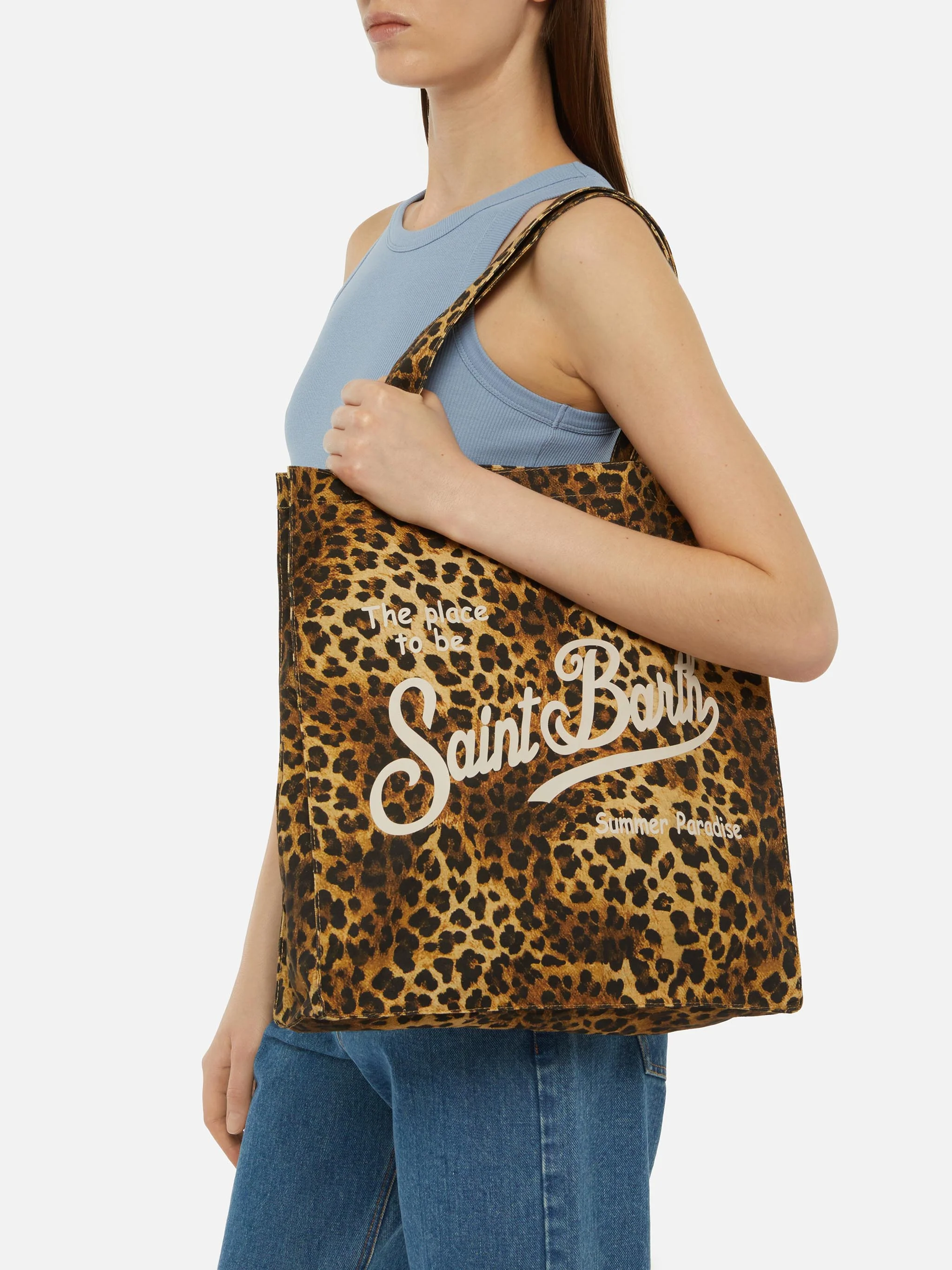 Essential flat cotton animalier Bag with Saint Barth logo - Image 2