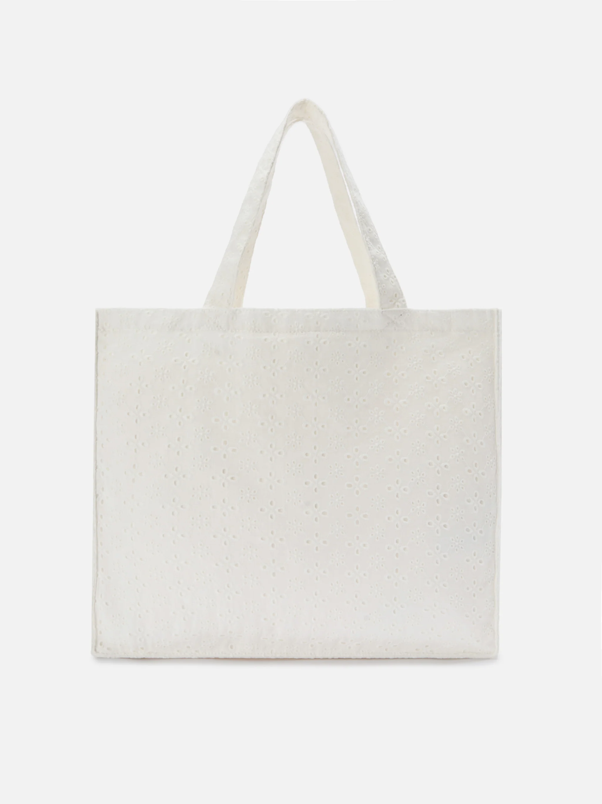 Essential white broderie anglaise cotton tote bag with contrasting logo - Image 3