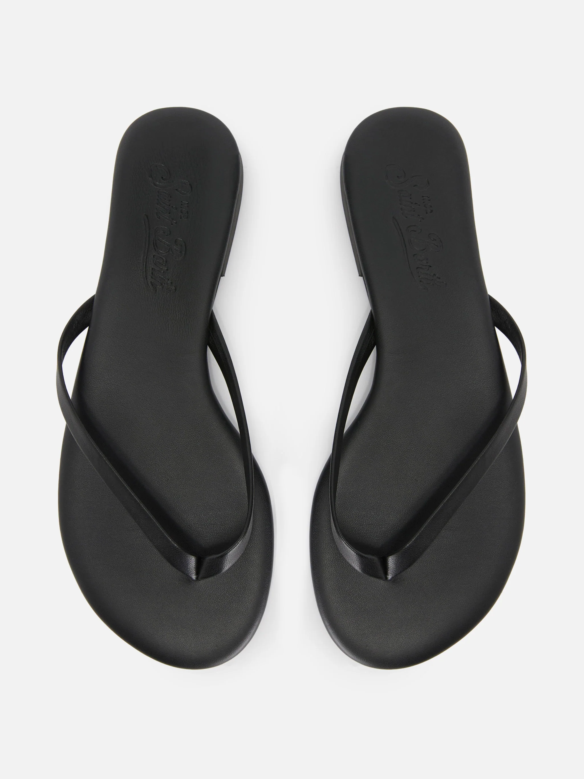 Essentials real leather flip flops in black - Image 2