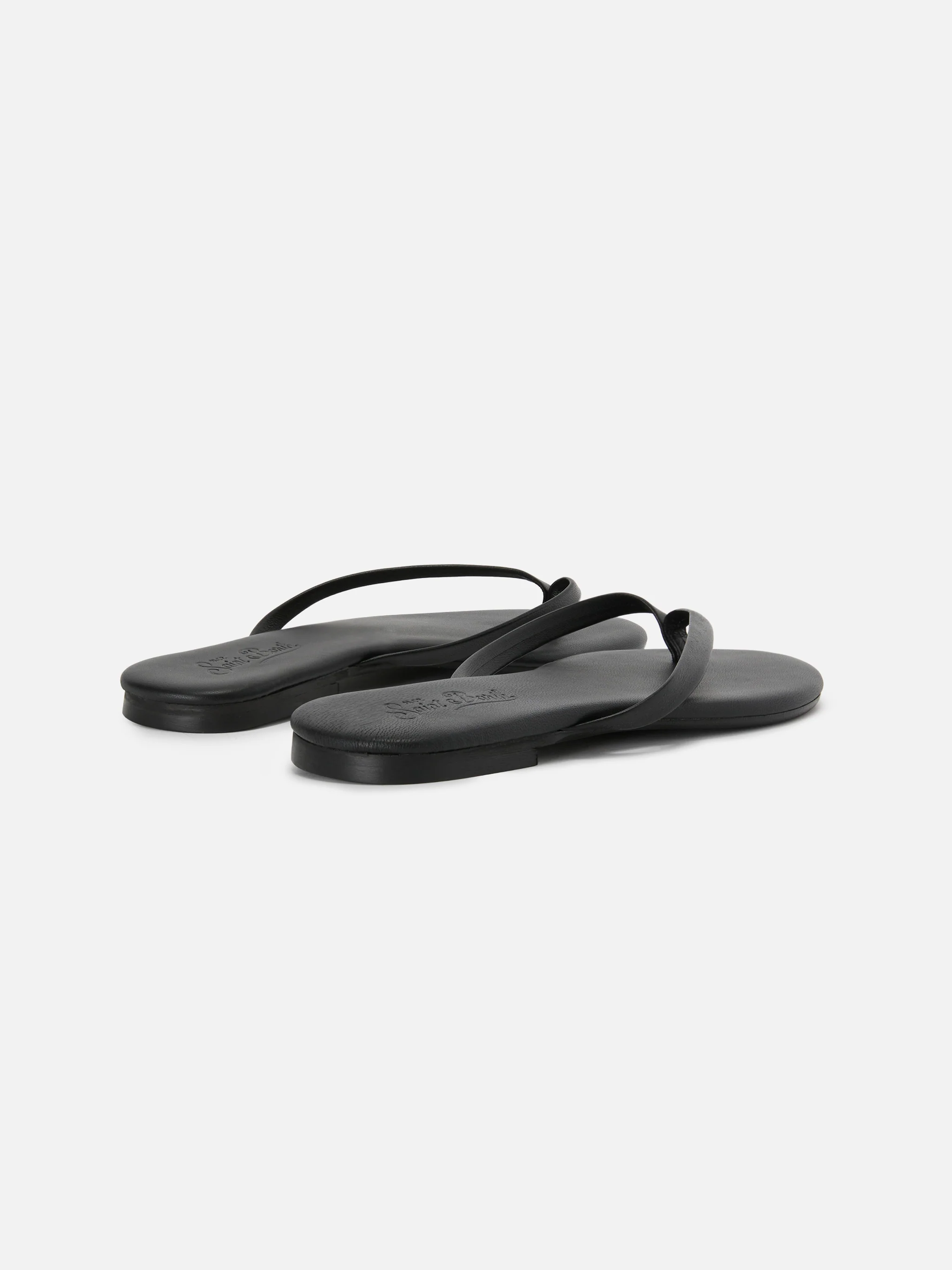 Essentials real leather flip flops in black - Image 3