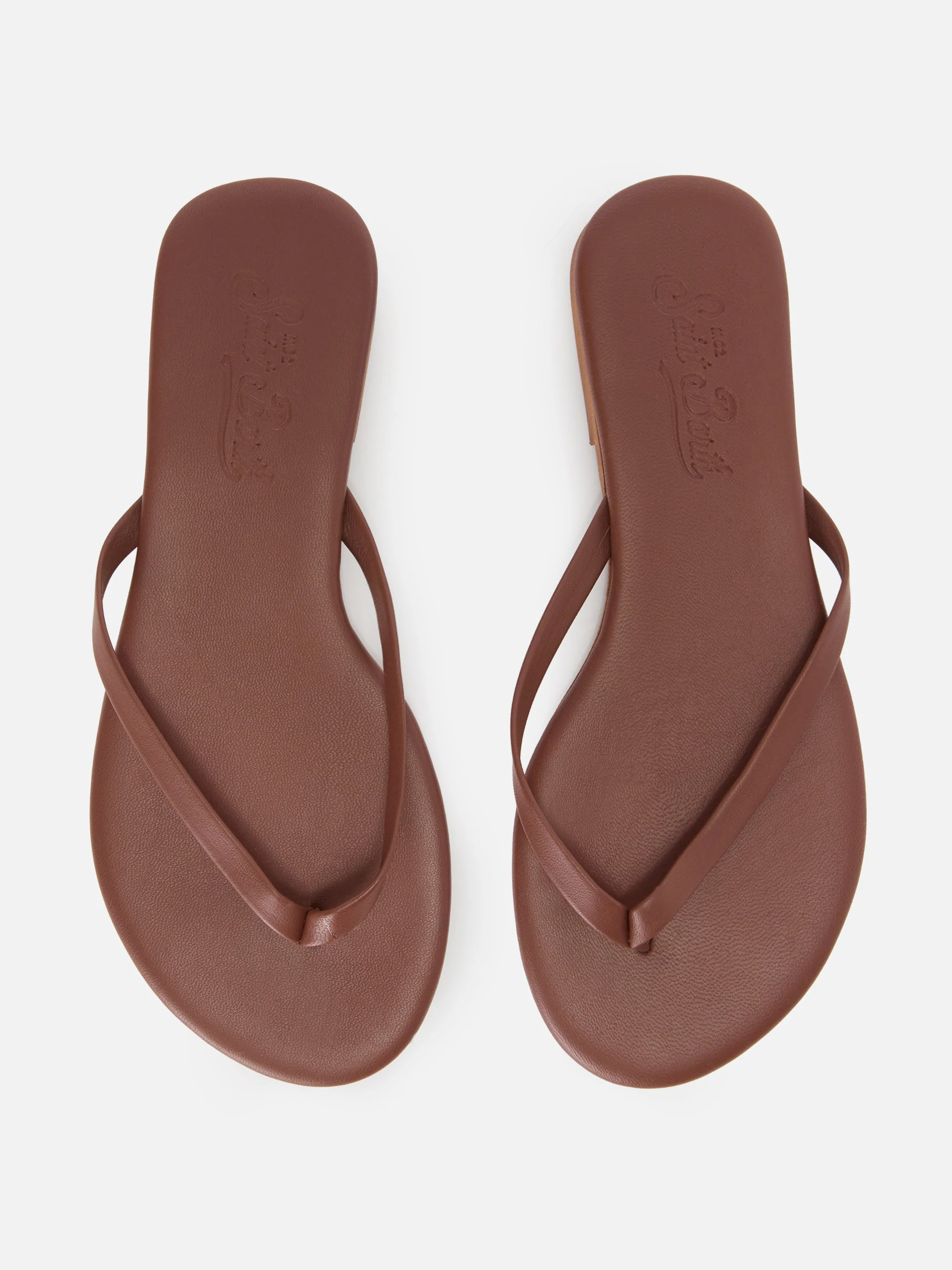 Essentials real leather flip flops in brown - Image 2