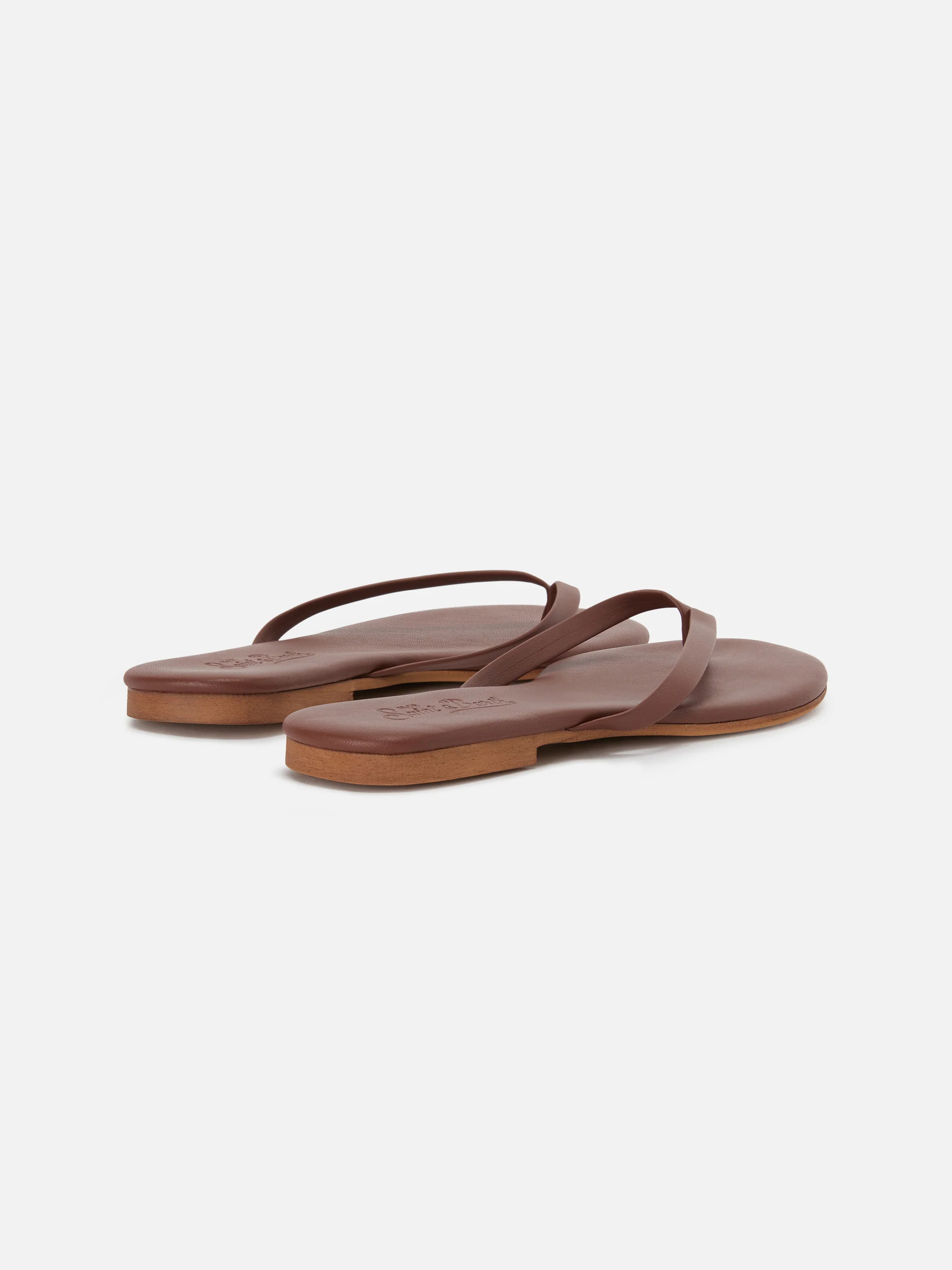 Essentials real leather flip flops in brown - Image 3