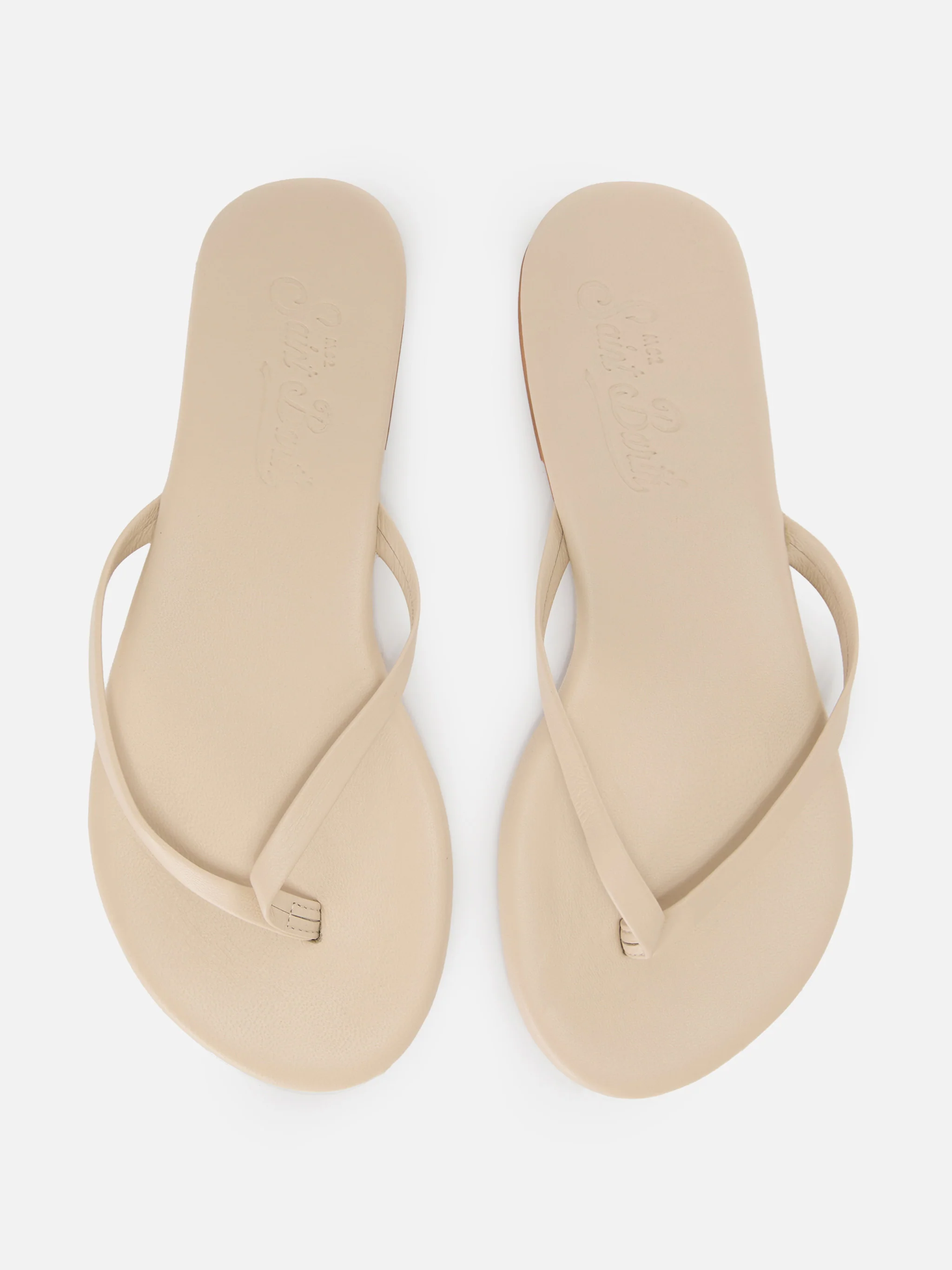 Essentials real leather flip flops in powder pink - Image 2