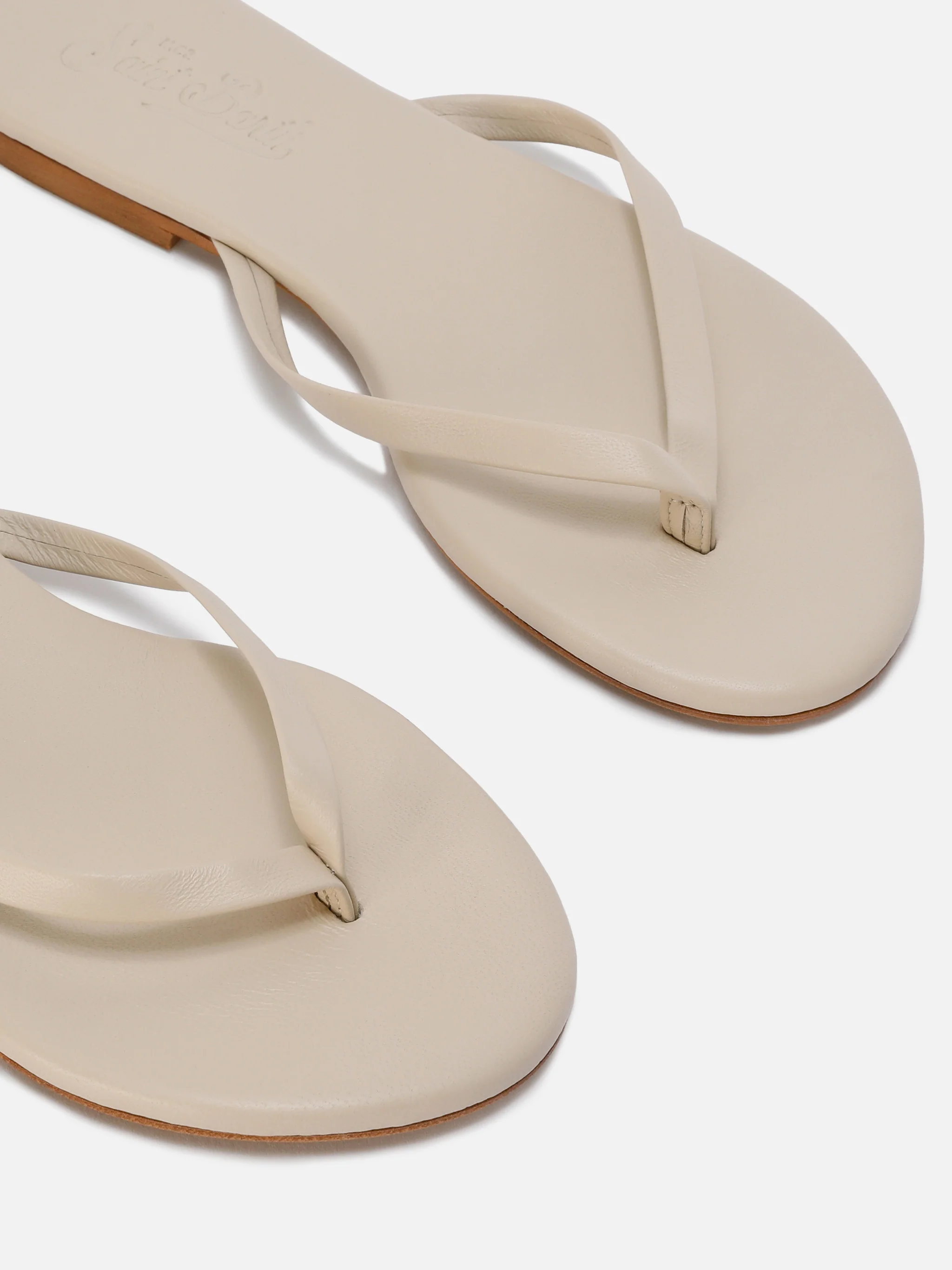 Essentials real leather flip flops in powder pink - Image 4