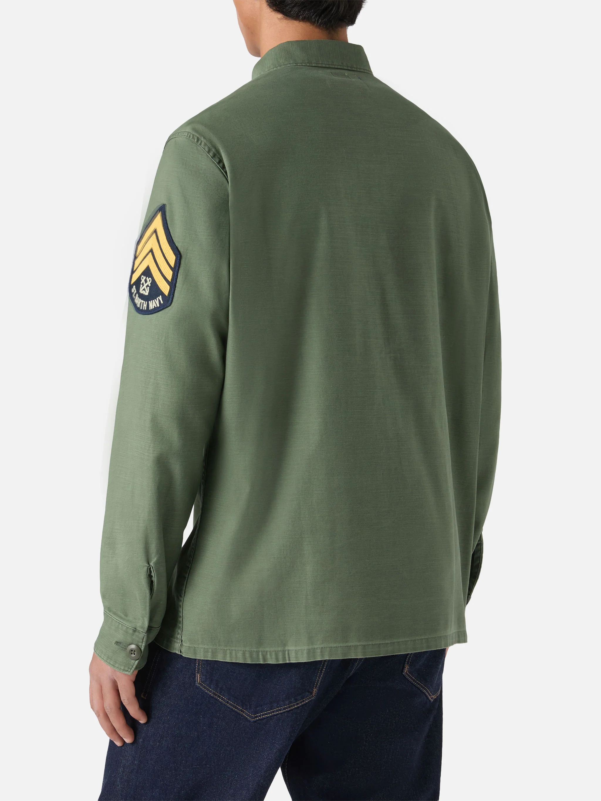 Esteban embroidered overshirt in military green - Image 4
