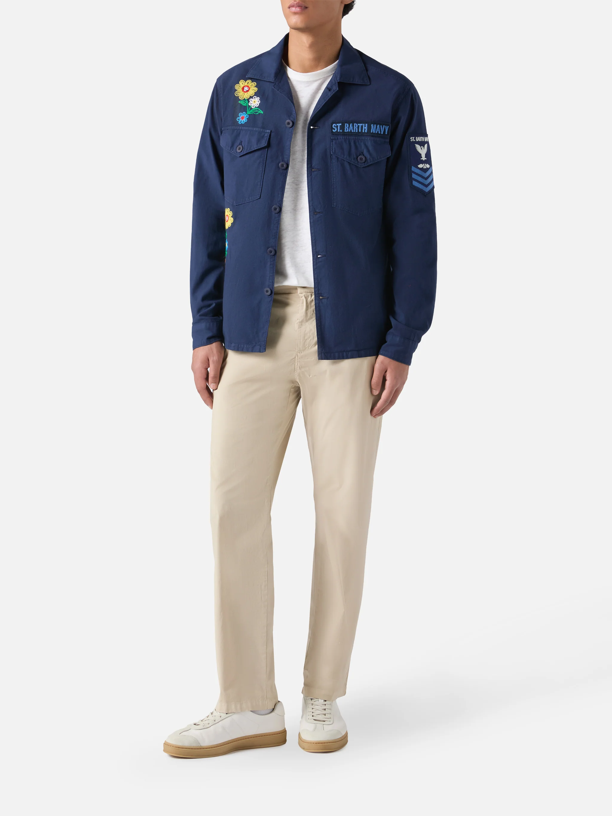 Esteban embroidered overshirt in navy blue - Image 2