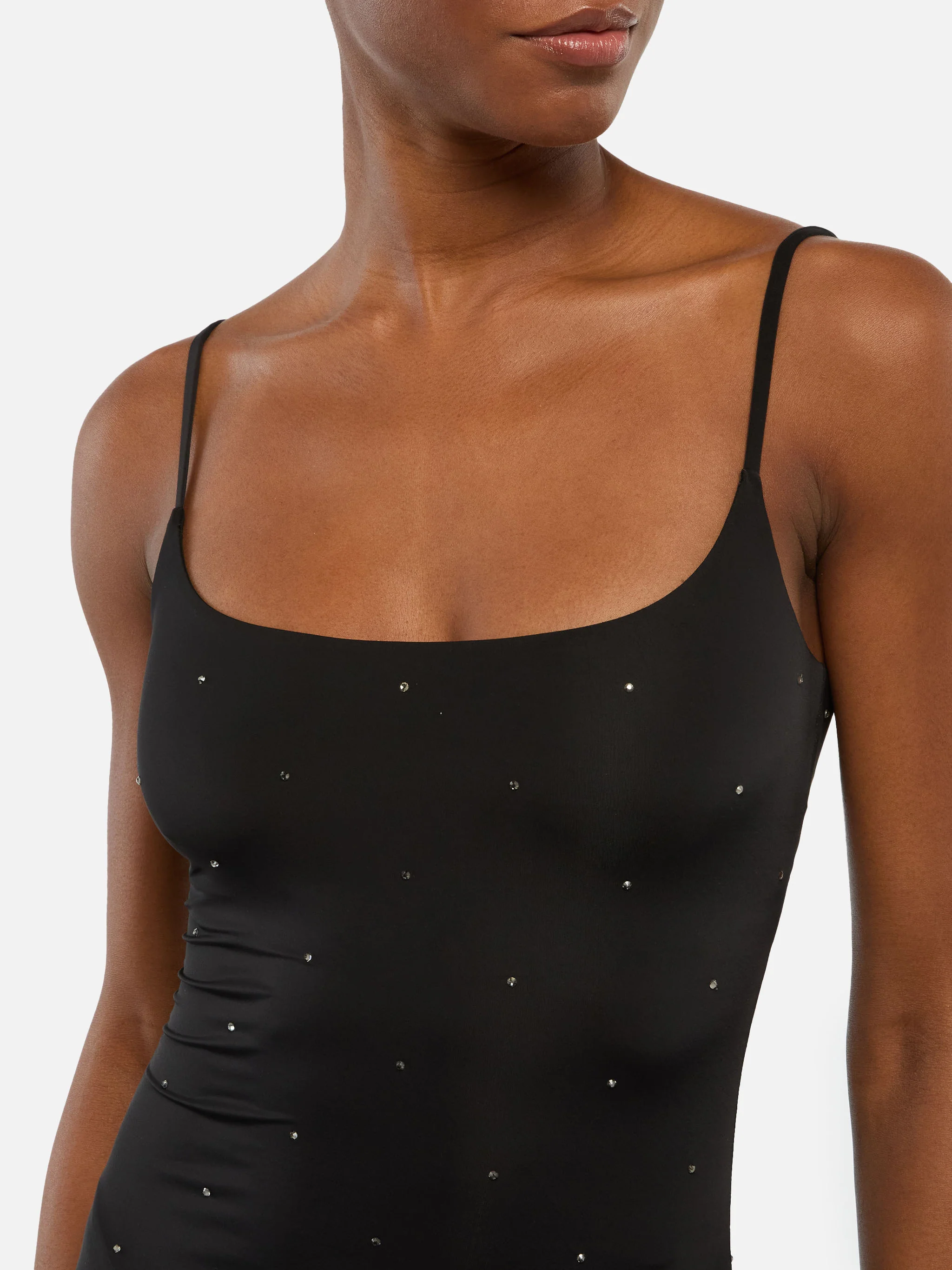 Evy long fitted black slip dress - Image 2