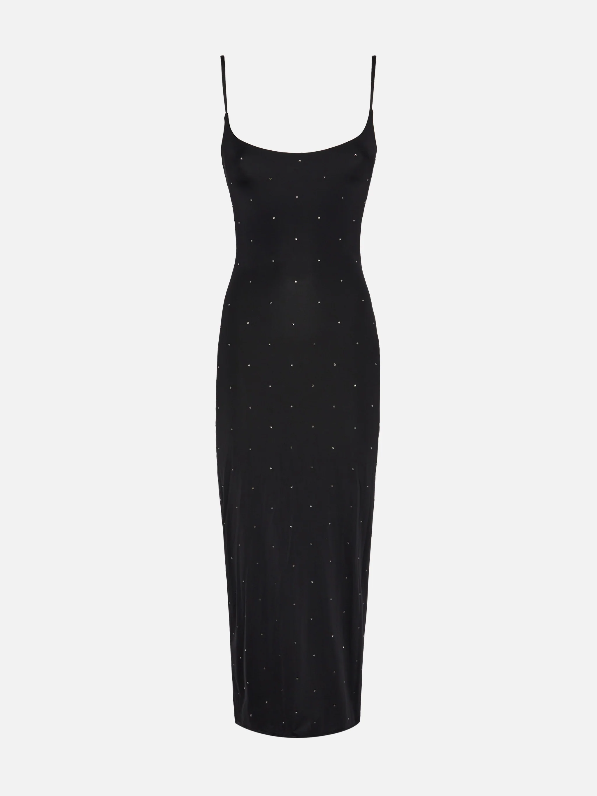 Evy long fitted black slip dress - Image 4