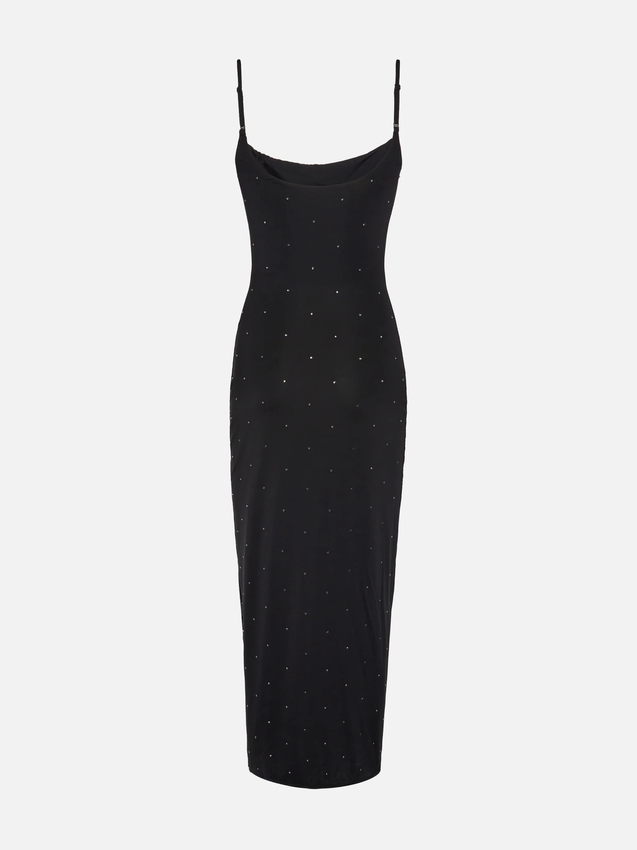 Evy long fitted black slip dress - Image 5