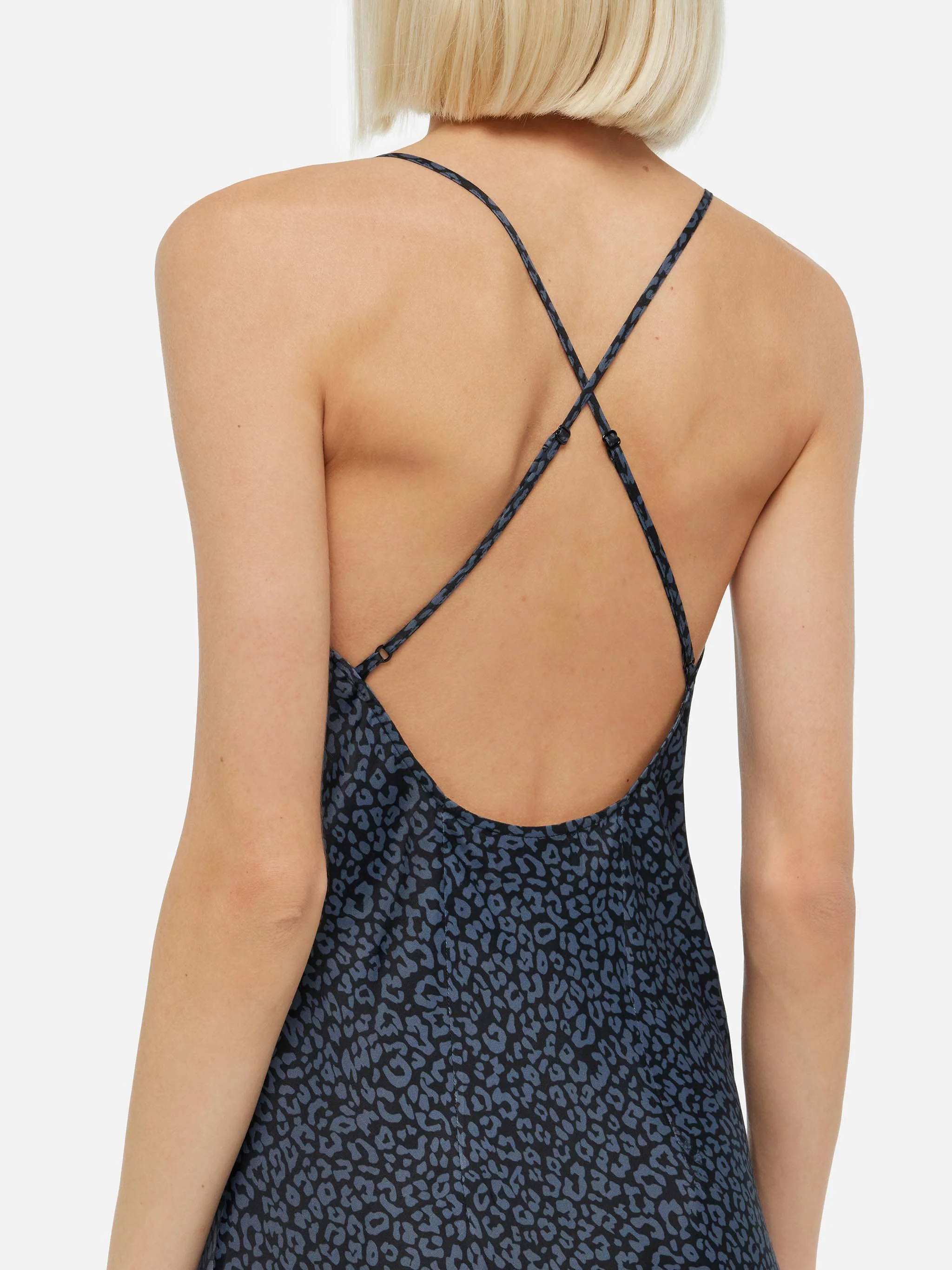 Eydis satin slip dress with animalier print - Image 2