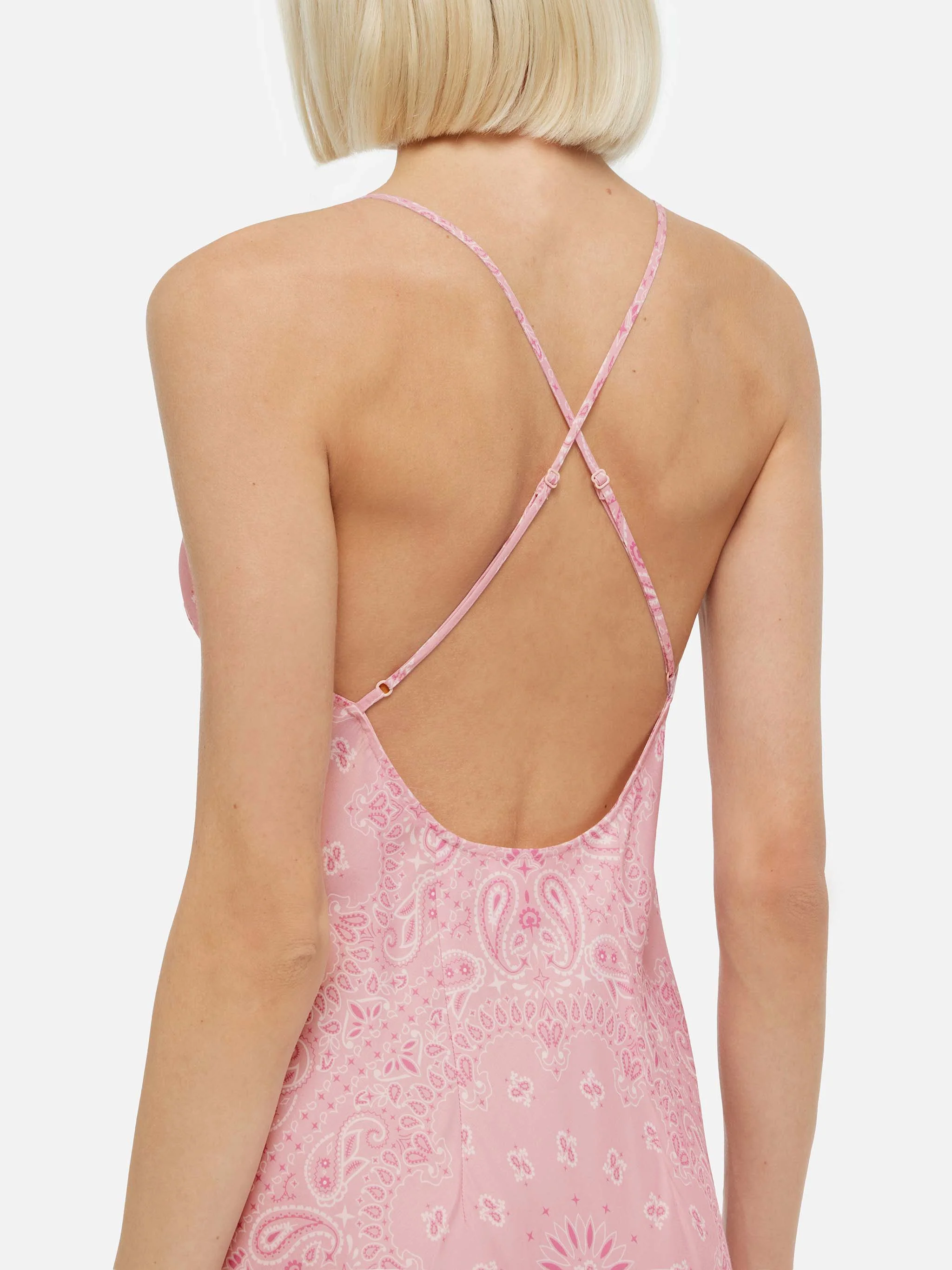 Eydis satin slip dress with bandana print - Image 2