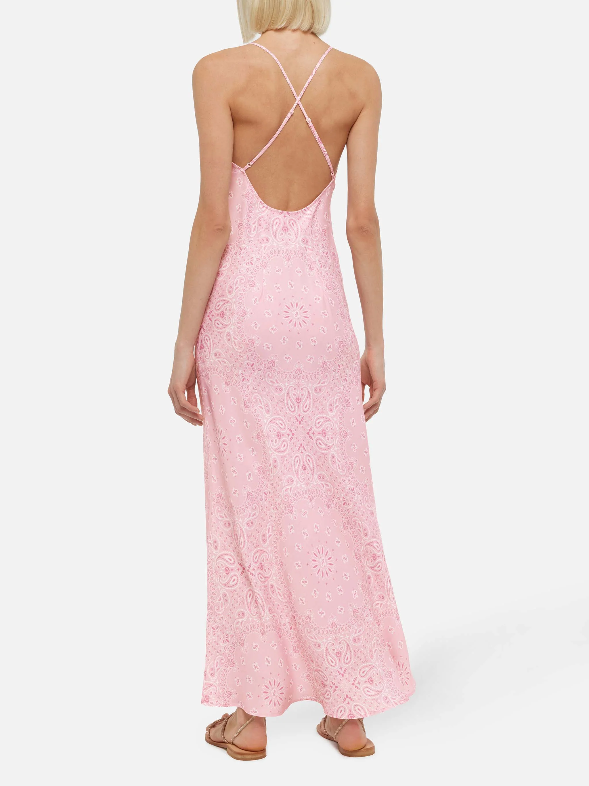 Eydis satin slip dress with bandana print - Image 3