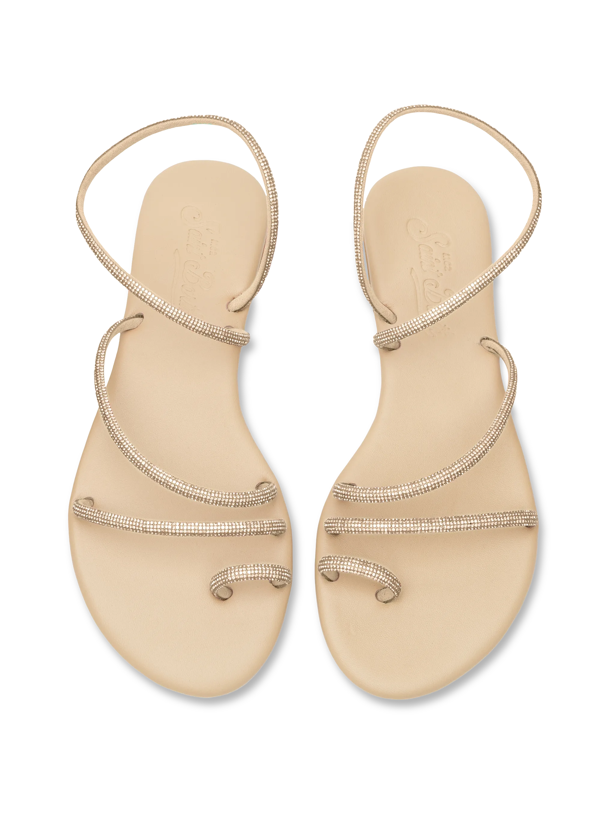 Flat Ring Sandals with beige rhinestones - Image 4