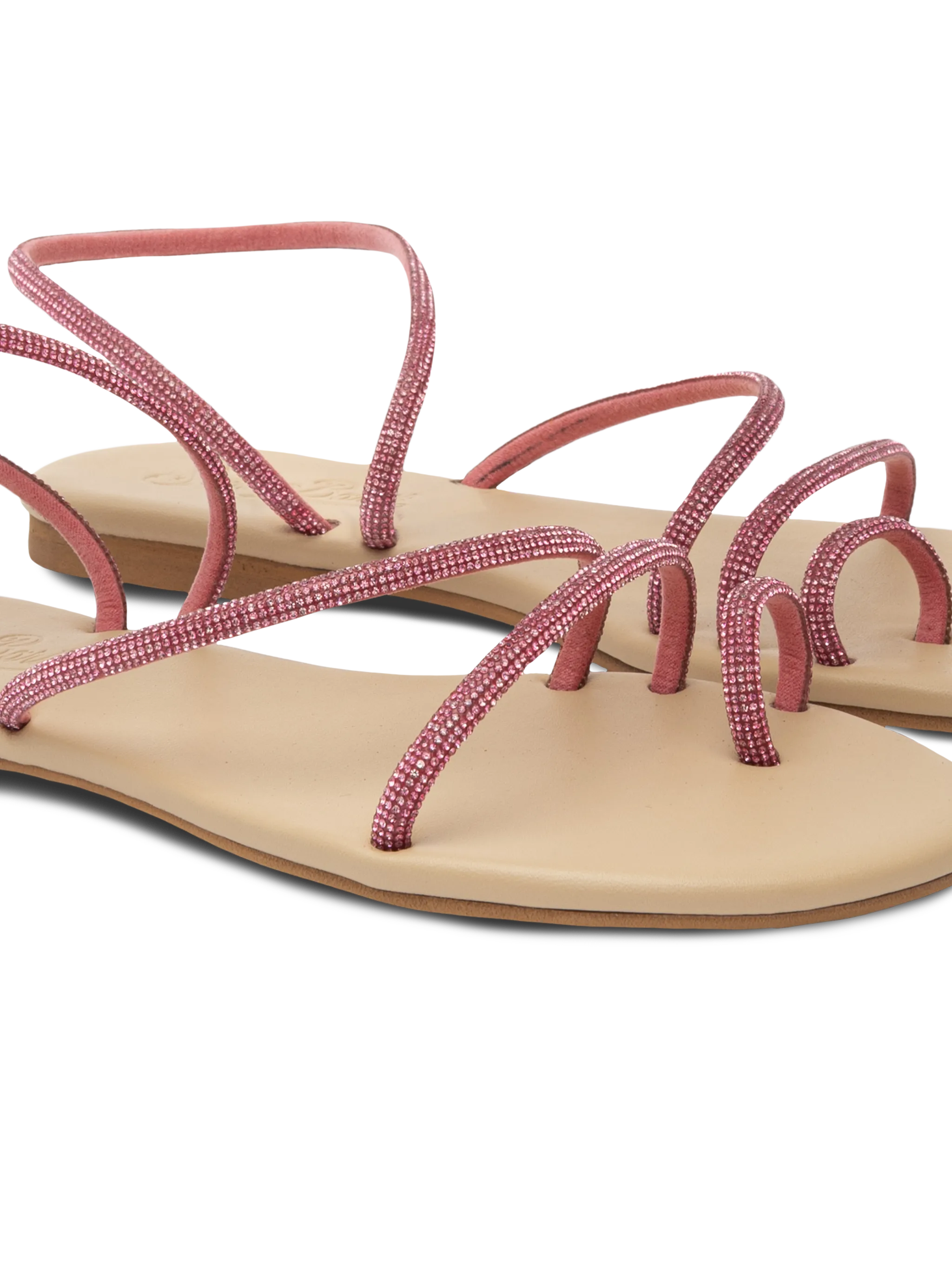 Flat Ring Sandals with fuchsia rhinestones - Image 2