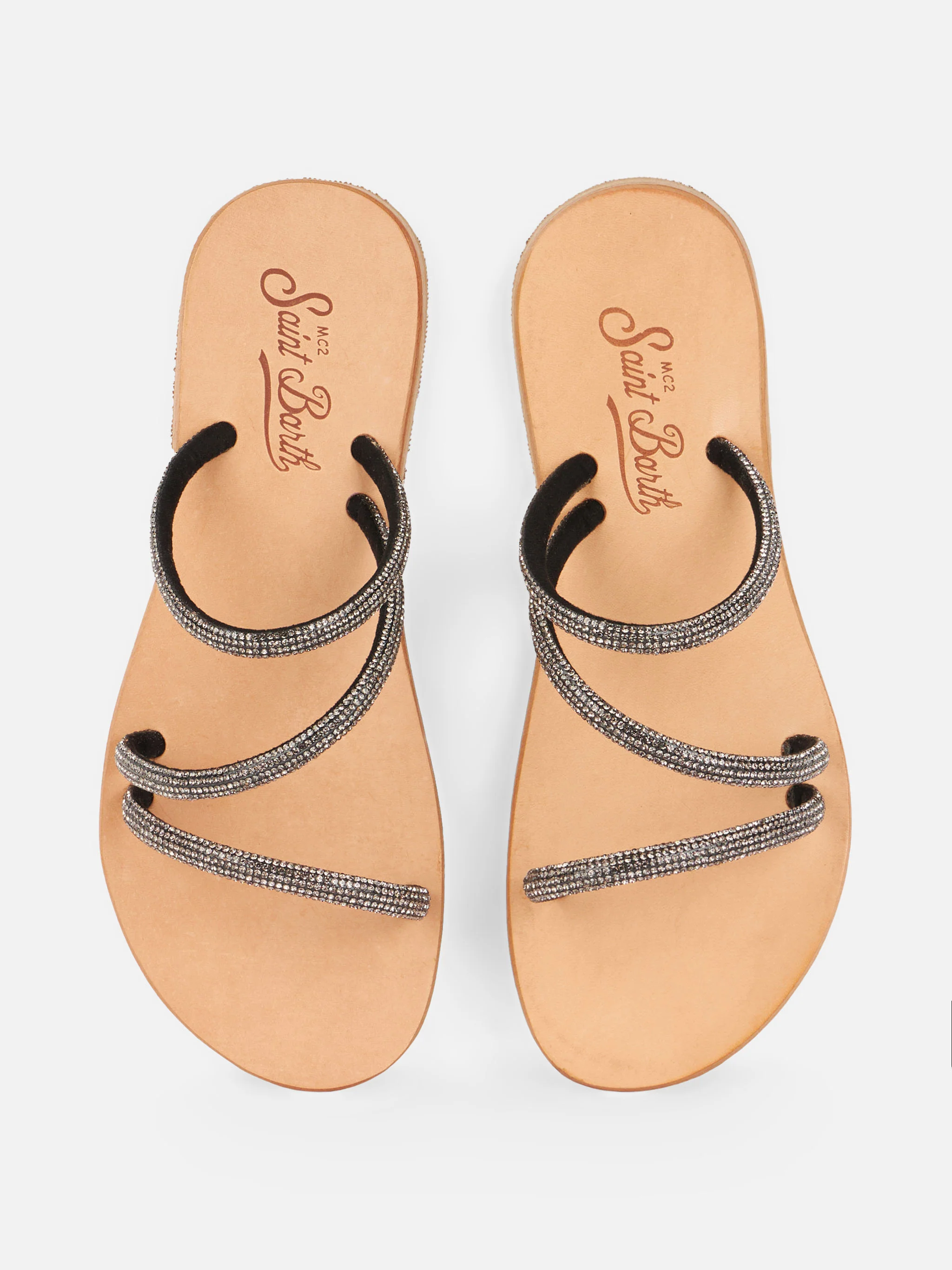 Flat sandals Cora with black rhinestones - Image 2