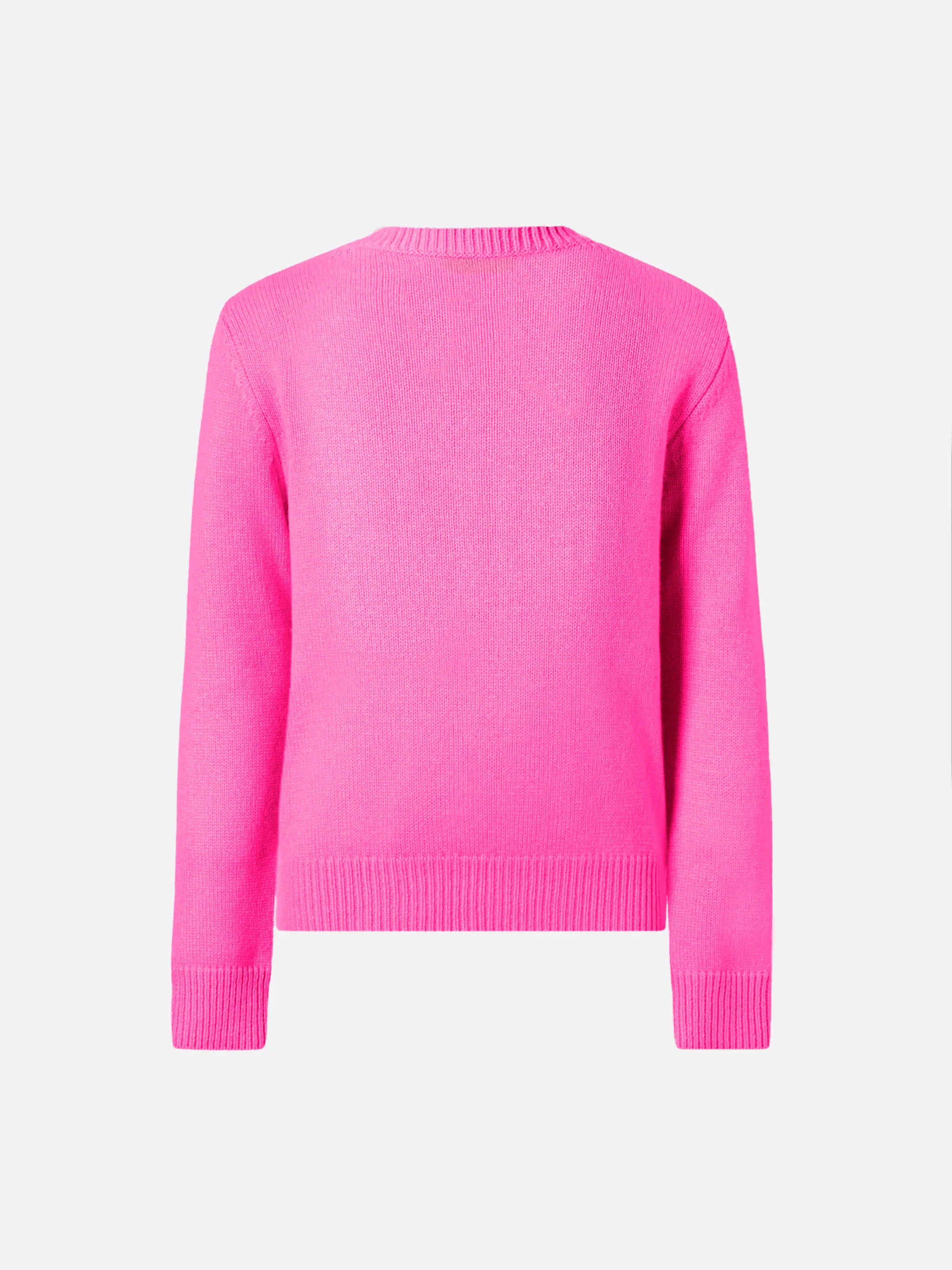 Fluo pink crewneck Princess Soft with Adoro jacquard - Image 2