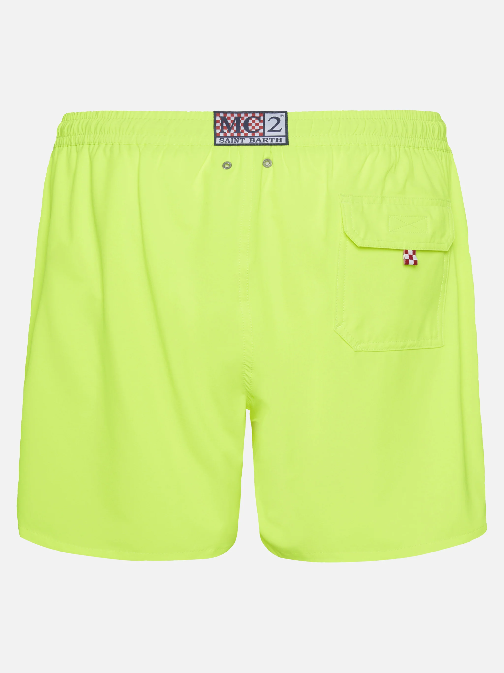 Fluo yellow Comfort swim shorts  with St. Barth embroidery - Image 2