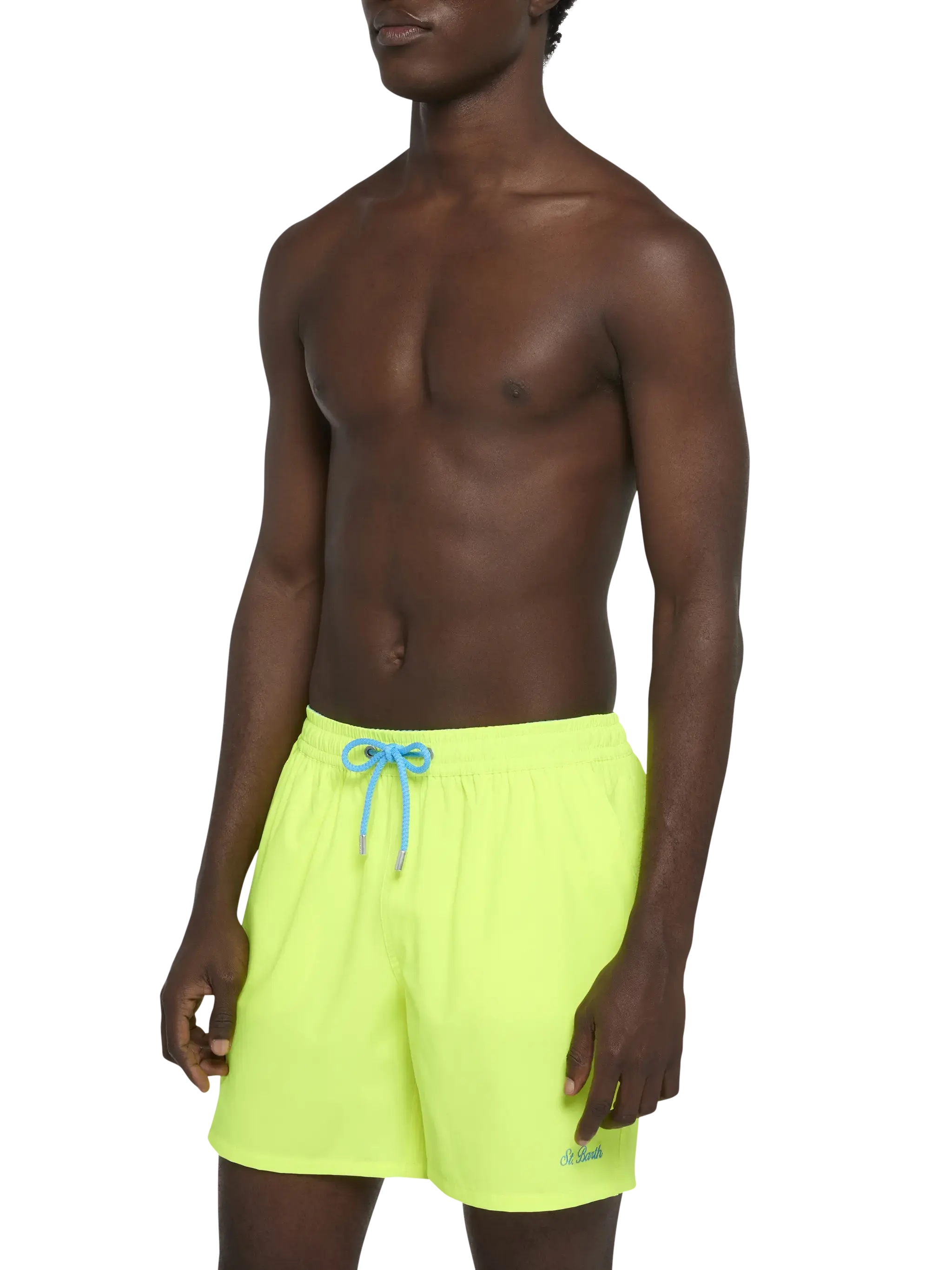 Fluo yellow Comfort swim shorts  with St. Barth embroidery - Image 3