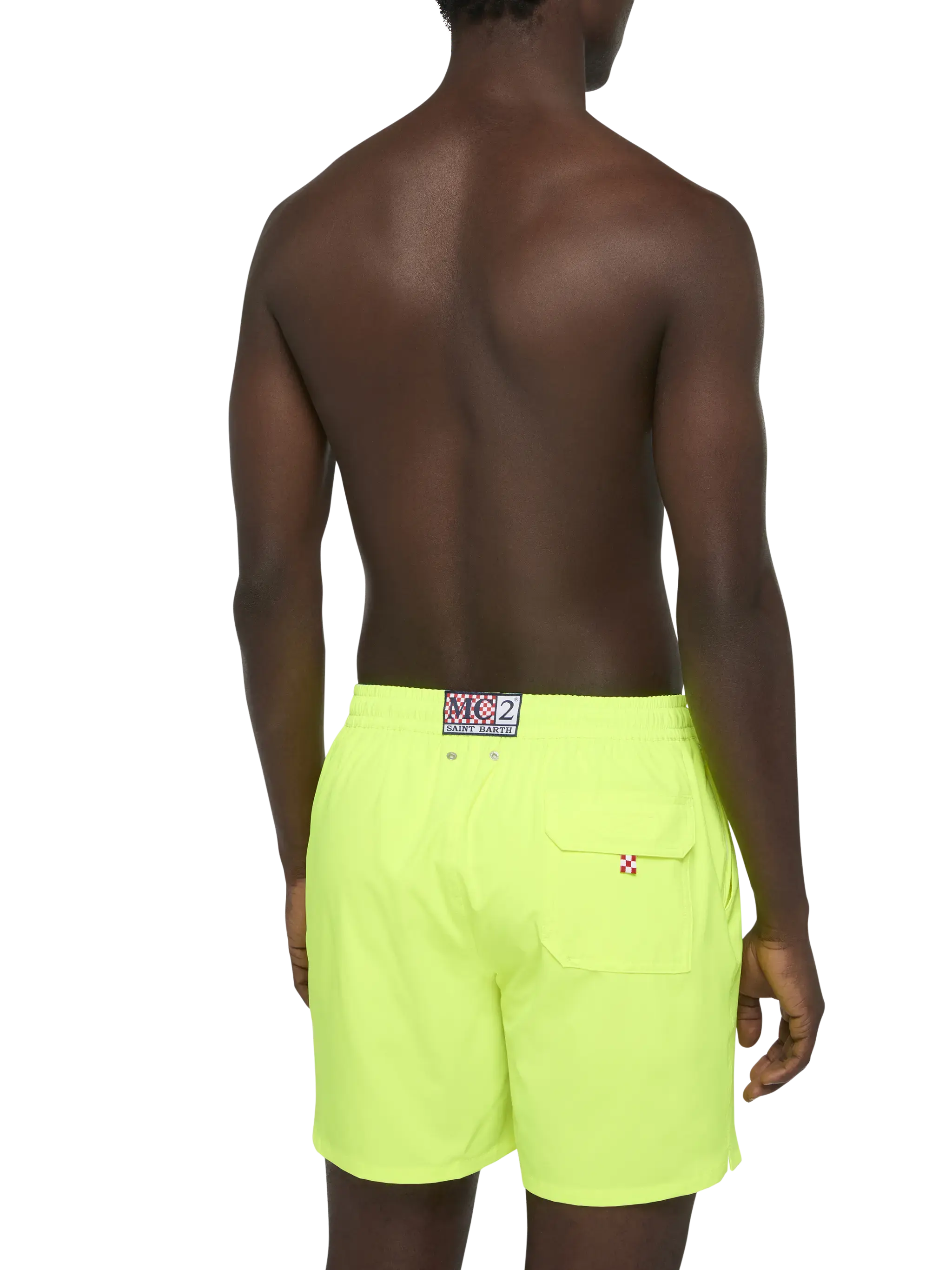 Fluo yellow Comfort swim shorts  with St. Barth embroidery - Image 5