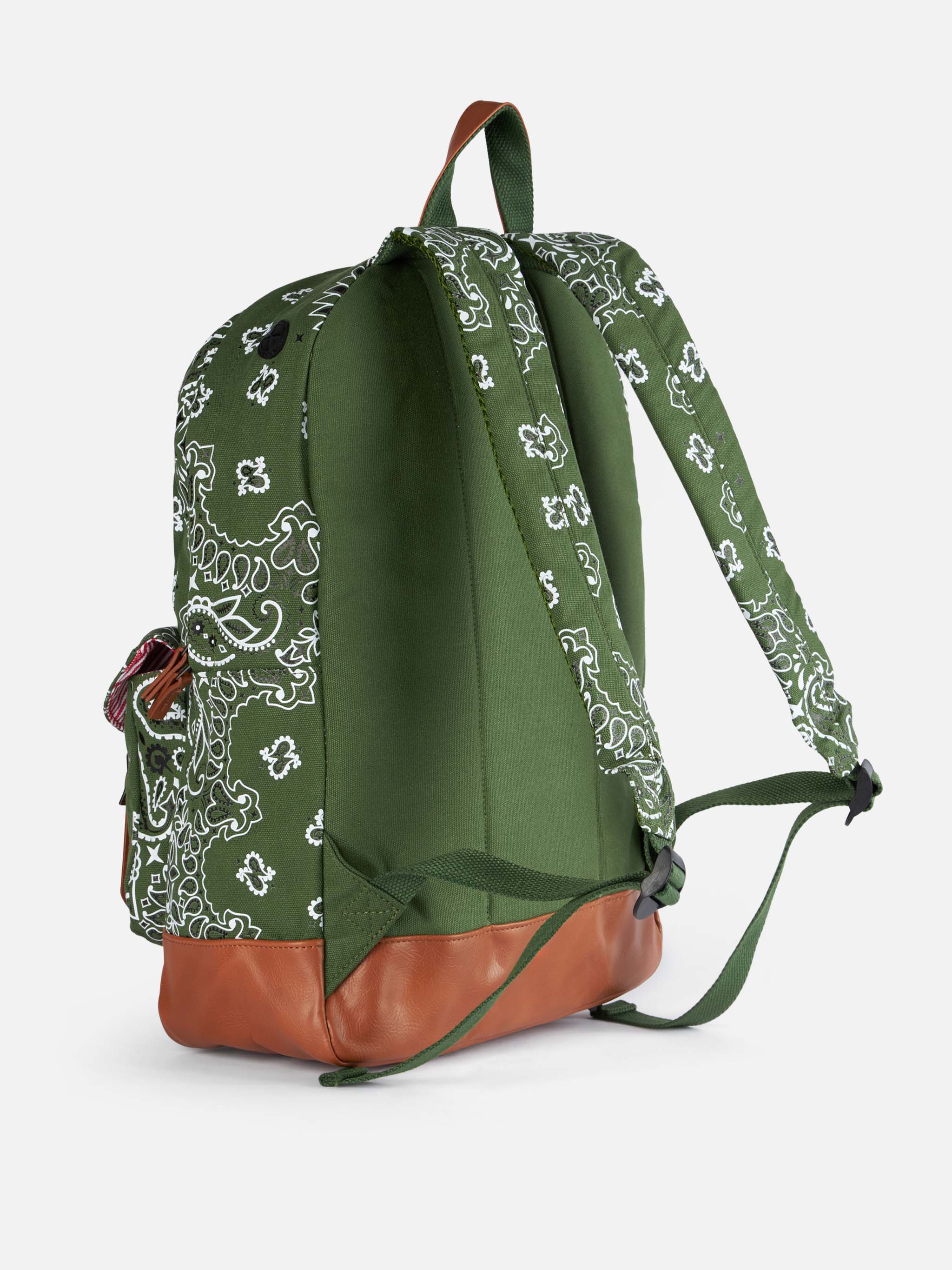 Canvas backpack Cody with green bandanna print - Image 3