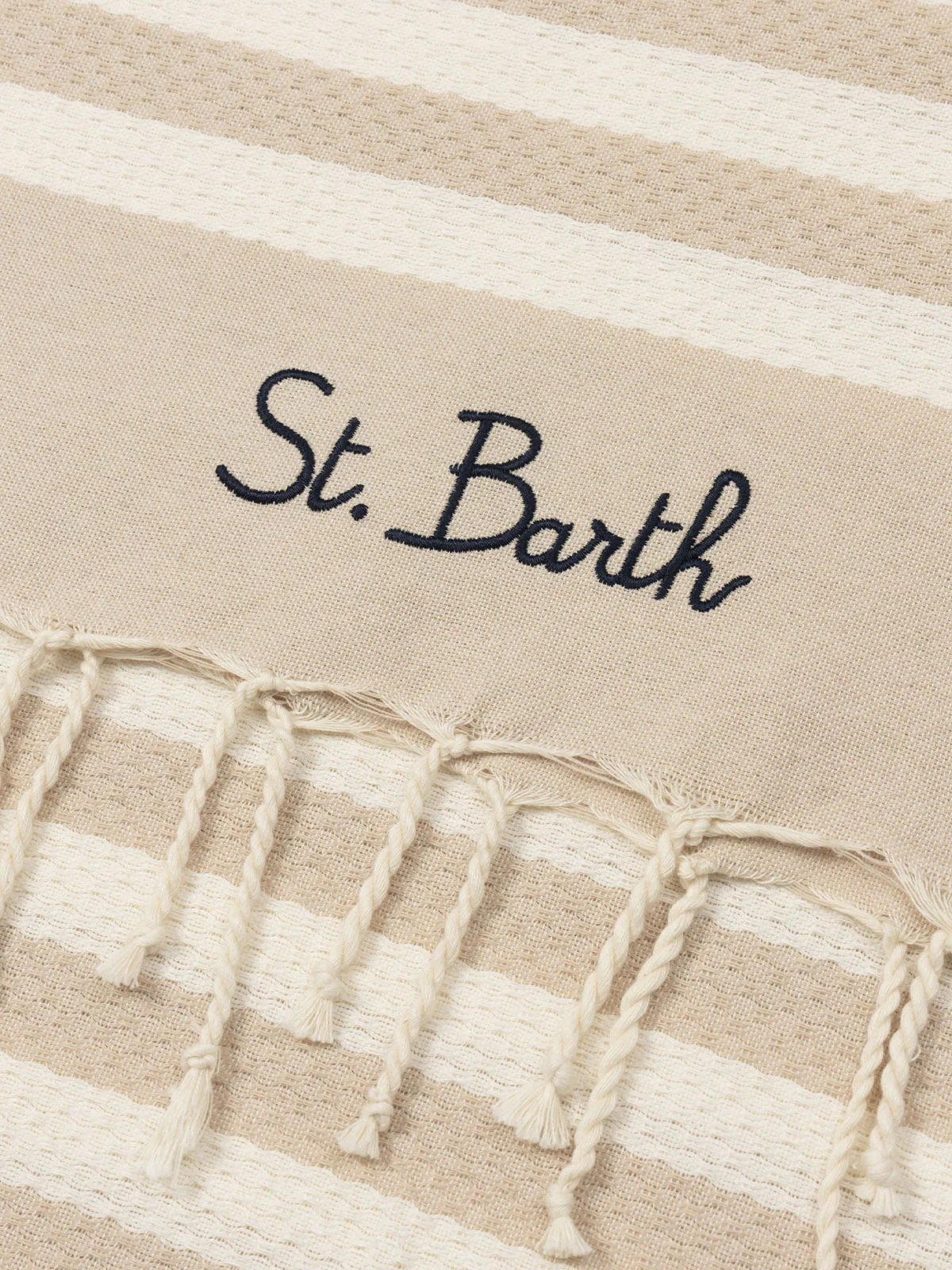 Foutas beach towel with beige and white stripes - Image 2