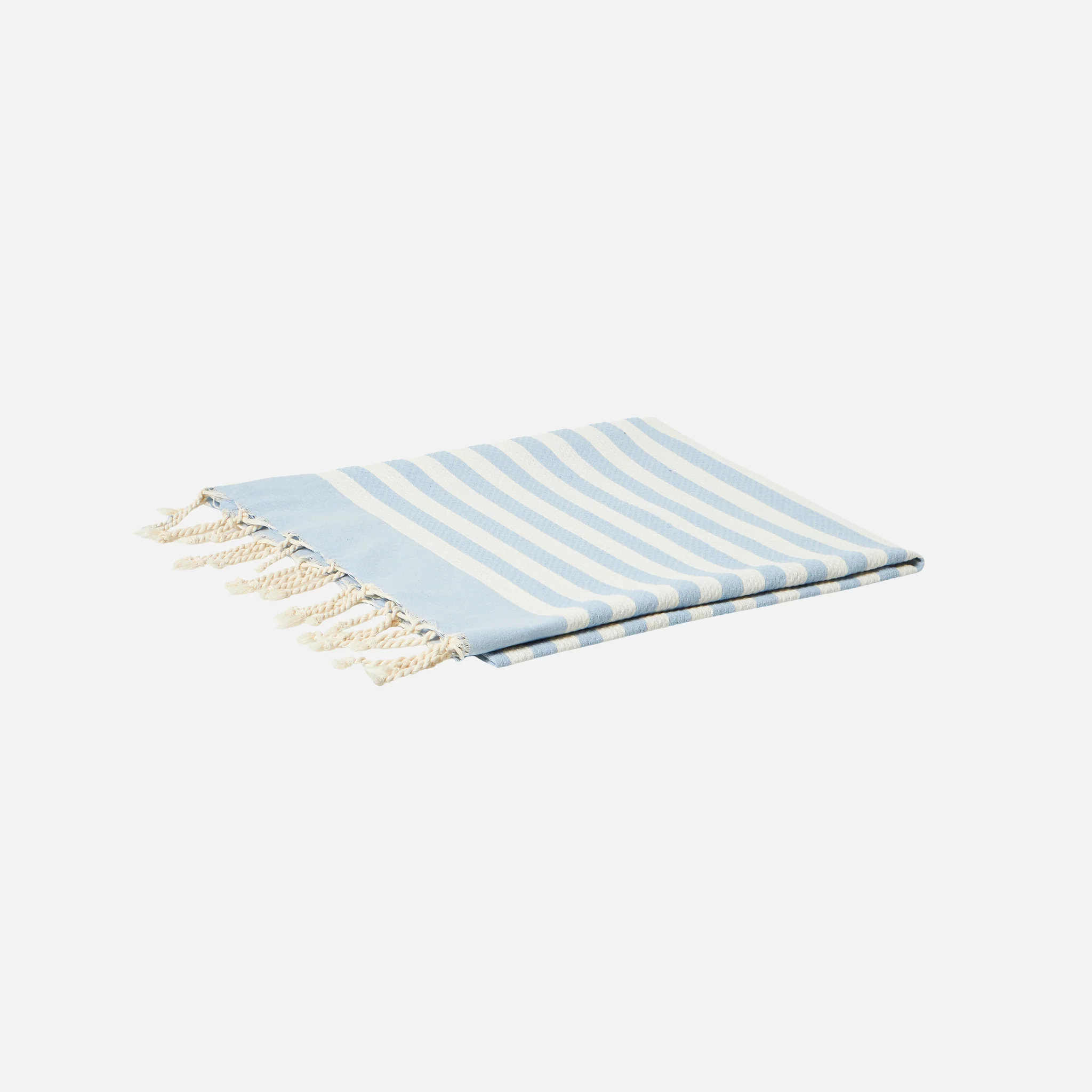 Foutas beach towel with light blue and white stripes - Image 3