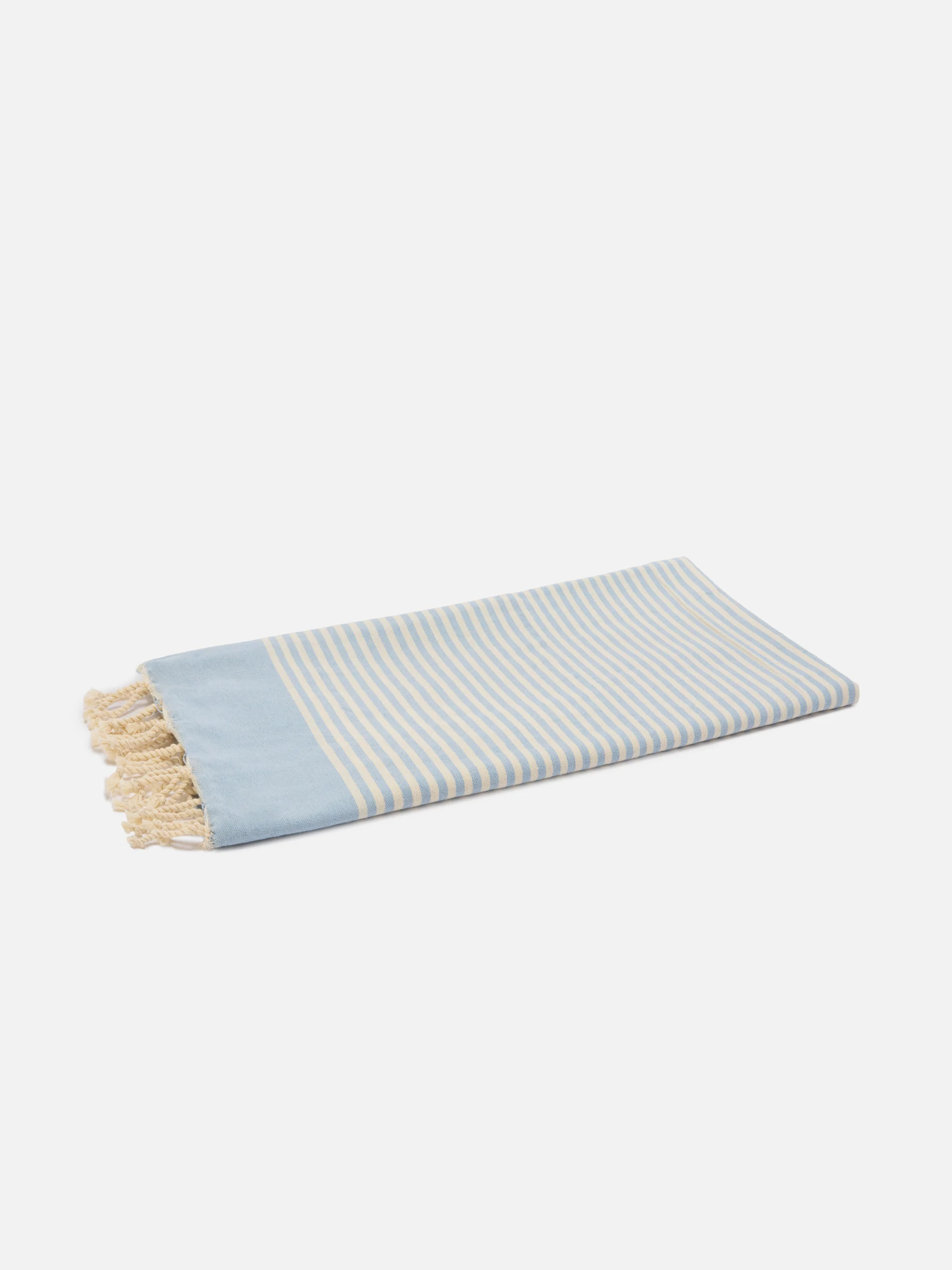 Foutas beach towel with small light blue and white stripes - Image 2