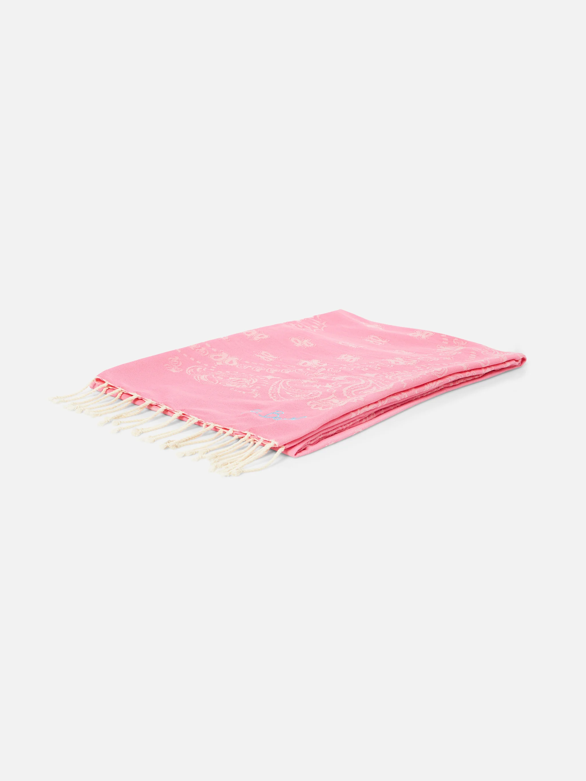 Foutas cotton Jaquard beach towel with pink bandana pattern - Image 3
