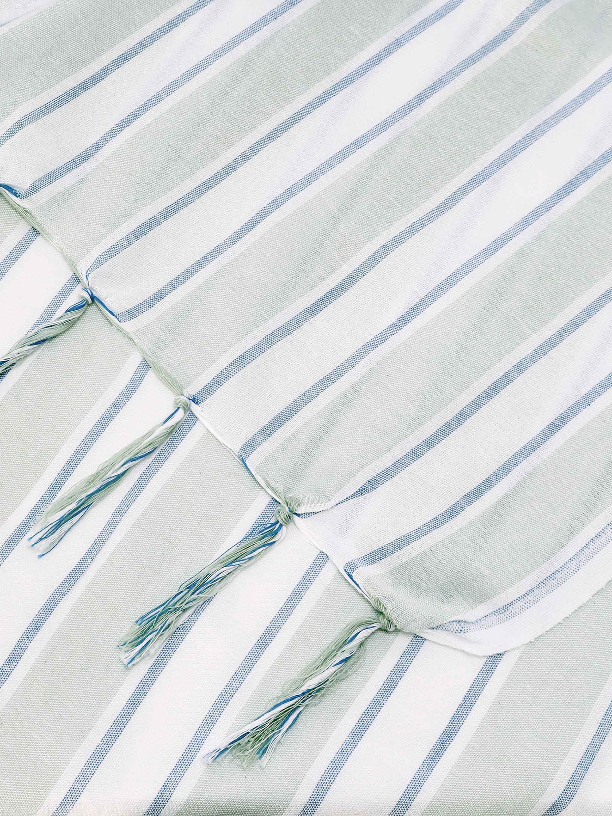 Foutas Lightbeach towel with aqua green and white stripes and embroidered logo - Image 2