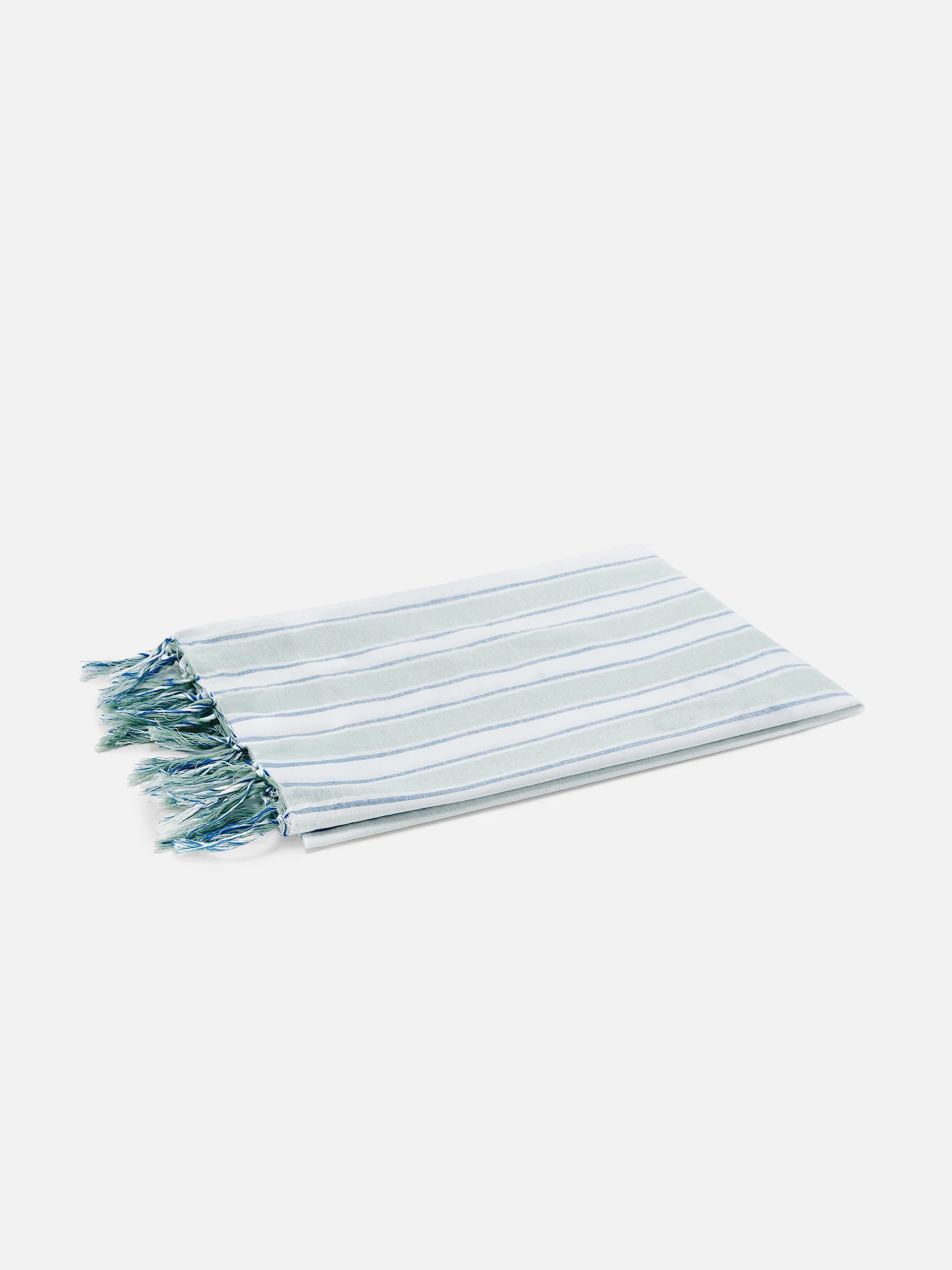 Foutas Lightbeach towel with aqua green and white stripes and embroidered logo - Image 3